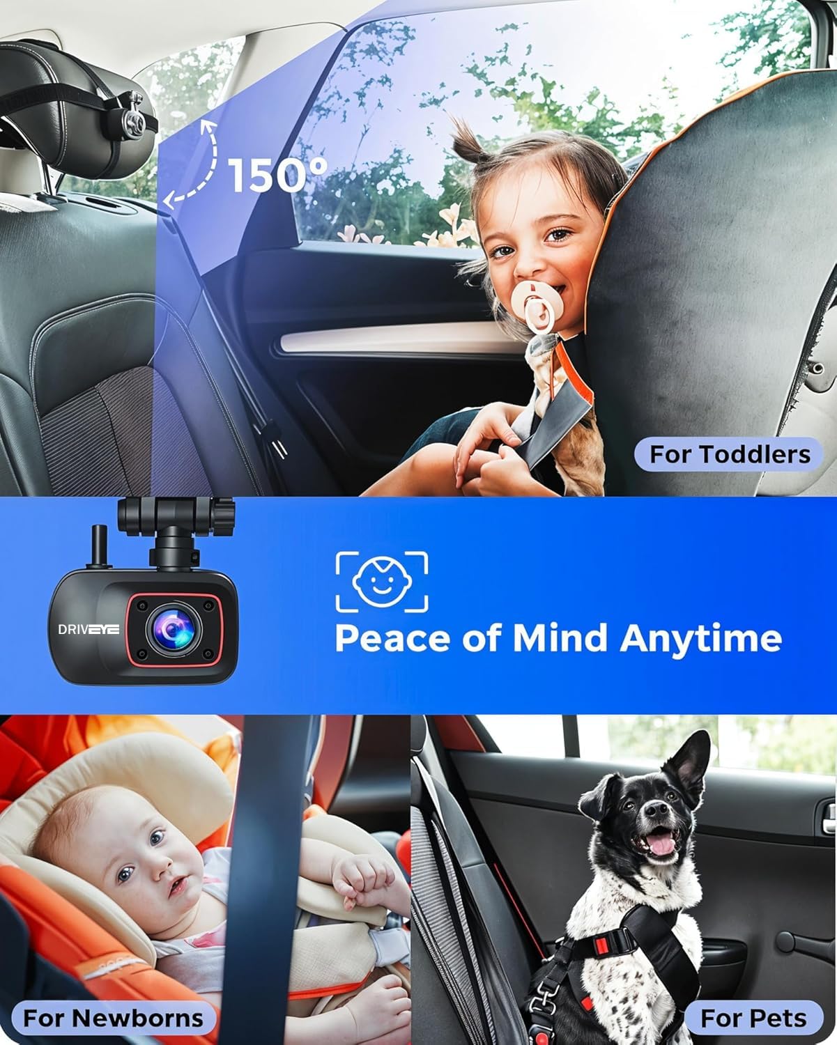 Dash Cam Front And Rear With 5 Channel,Baby Car Camera 4K 360?Dash Camera For Cars,Built In 5Ghz Wi Fi Gps, Voice Control,Cpl, F