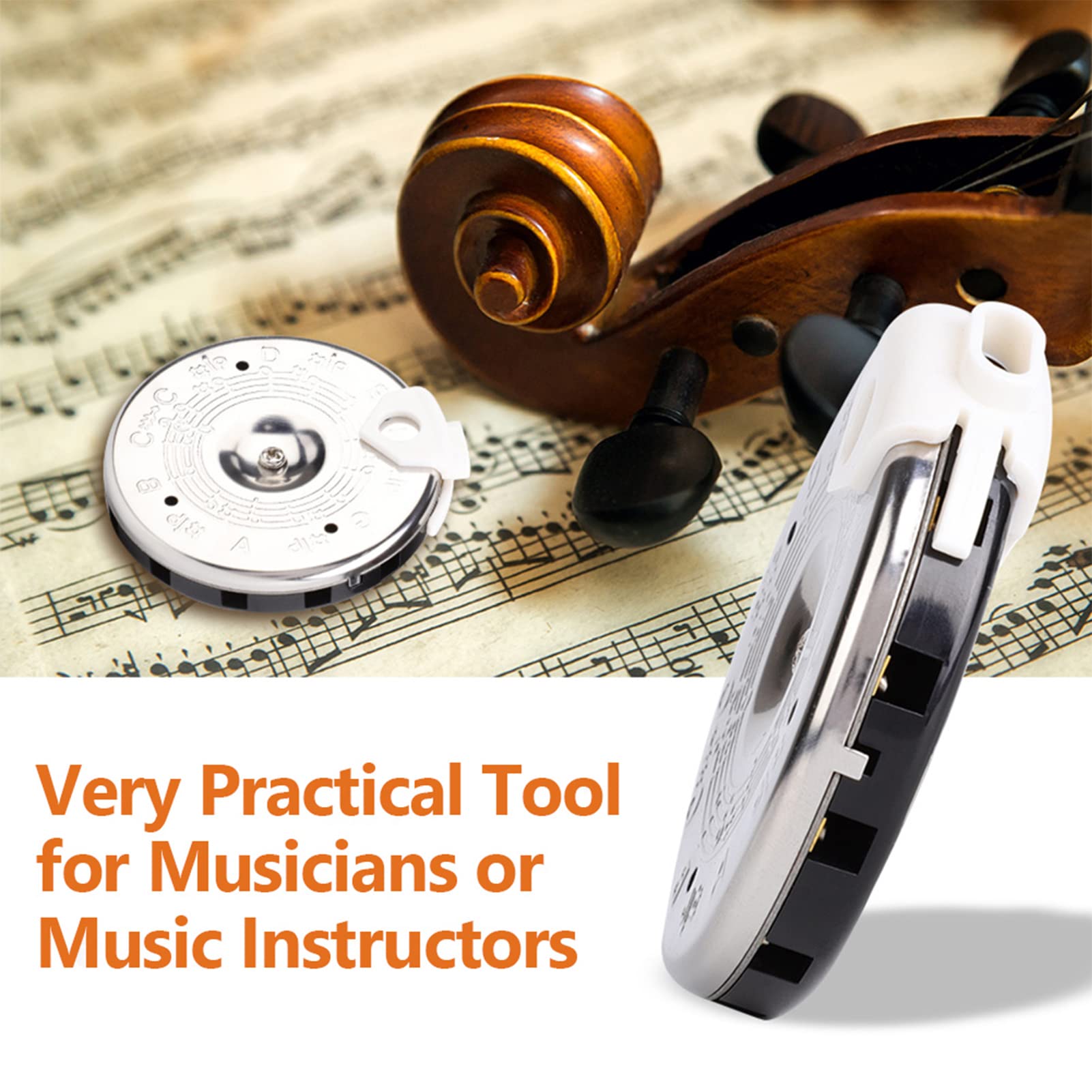 Gbsclover Stable Pitch Pipe Tuner, Chromatic Tuner, Practical Music Tuning Accessories For Bass Violin Ukulele Guitar Tuner With