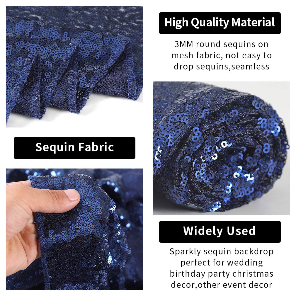 Hahuho Navy Sequin Backdrop Curtain, 2Pcs 2Ftx8Ft Glitter Backdrop Curtain For Parties, Christmas, Wedding, Party Decoration(2 P