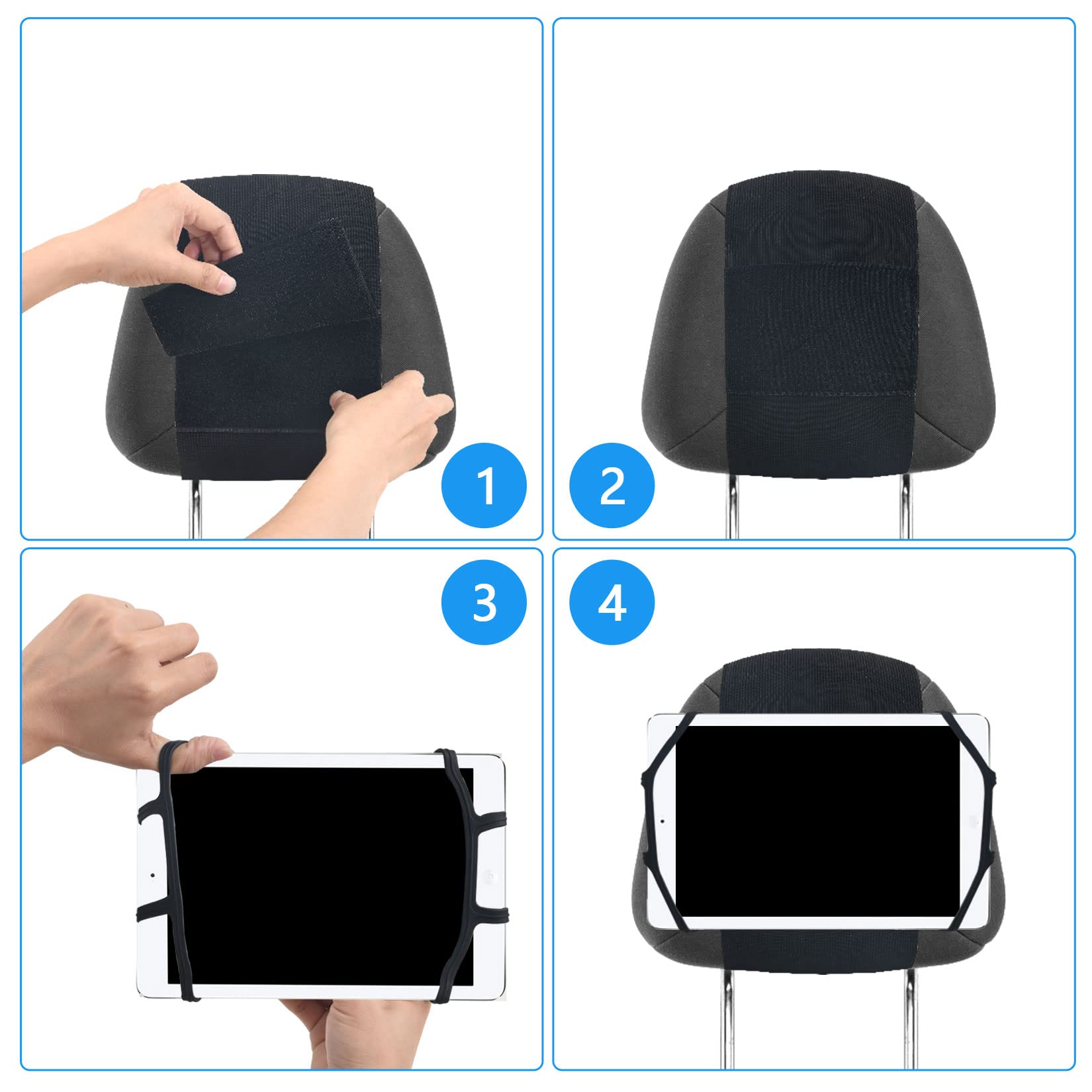 Afontoto Anaoer Car Headrest Mount Silicon Holder, Universal Tablet Holder In Back Seats, Car Mount Angle Adjustable Car Headres