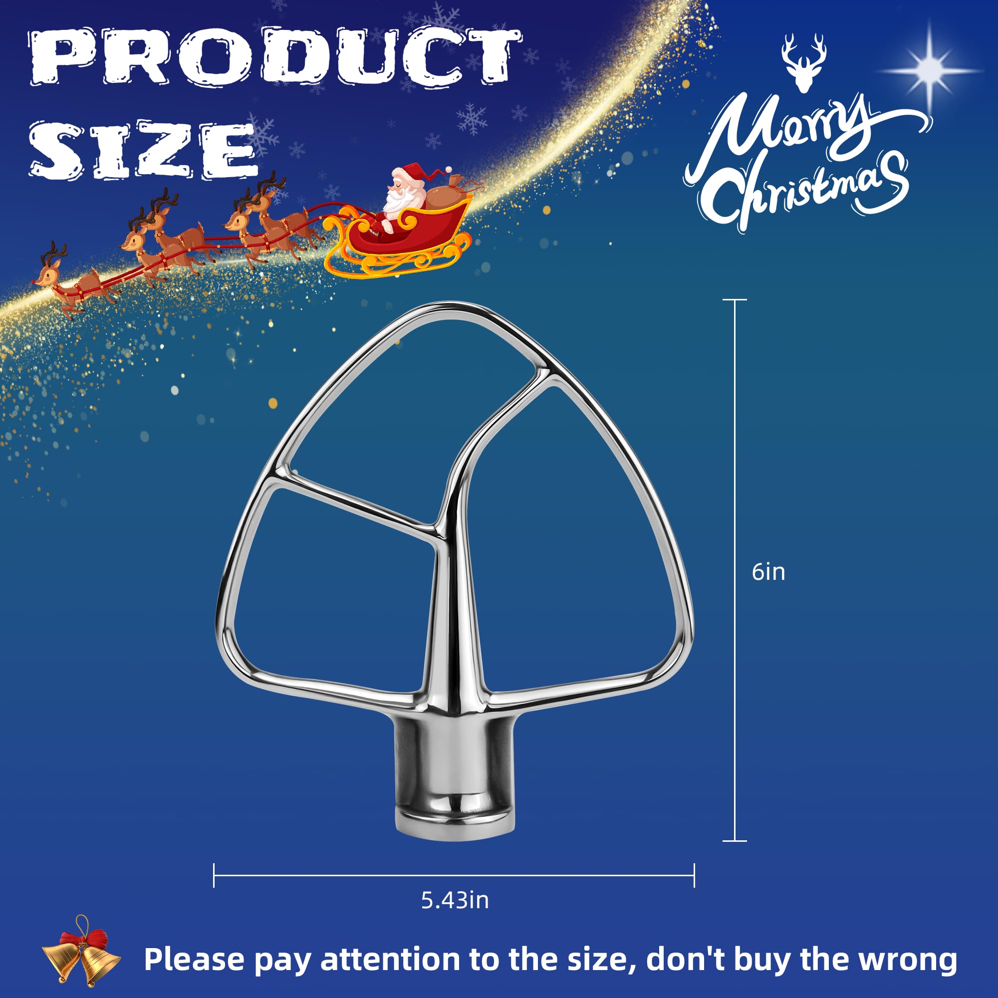 Stainless Steel Flat Beater K45B Kitchen Mixer Aid Paddle For 4.5 Quart Stainless Steel Bowl,Tilt Head Stand Mixer Beater K45Ss