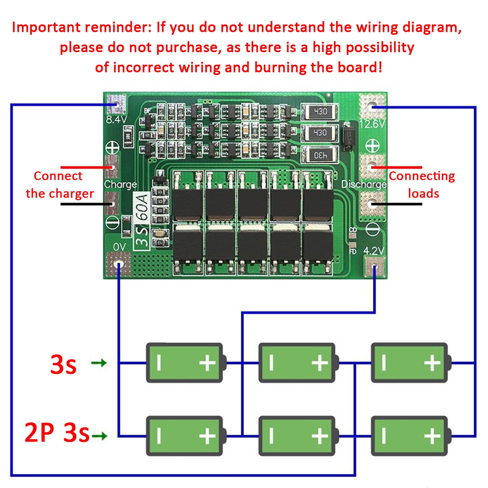 Cermant 2Pcs 3S 11.1V 12V 12.6V 60A With Balance 18650 Charger Pcb Bms Protection Board Li Ion Lithium Battery Charger Protectio