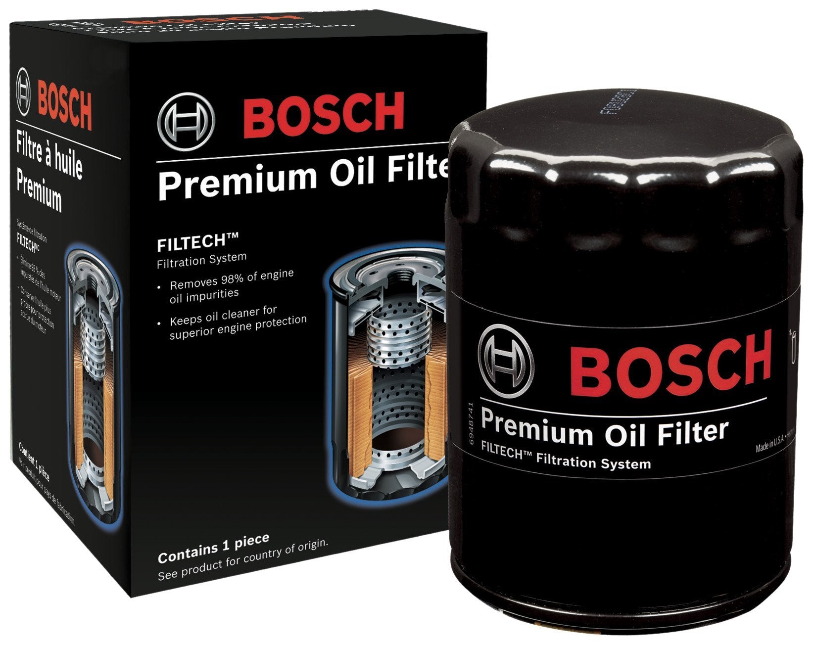Bosch 3510 Premium Oil Filter With Filtech Filtration Technology - Compatible With Select Chevrolet Camaro, C/K Trucks, Express,