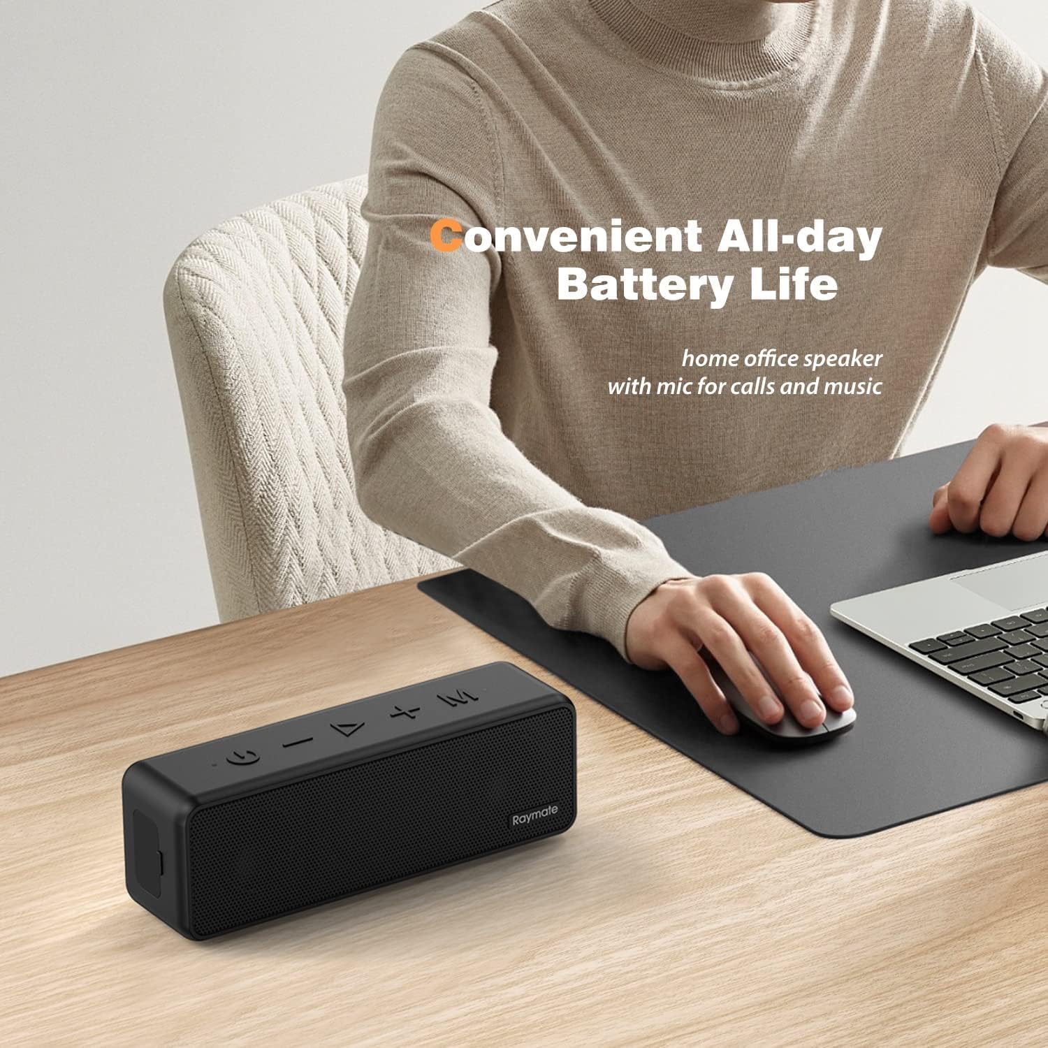 Raymate Bluetooth Speakers, 20W Ipx7 Waterproof Speaker Wireless Bluetooth V5.0, Hifi Stereo Sound, 1000Mins Playtime, Portable