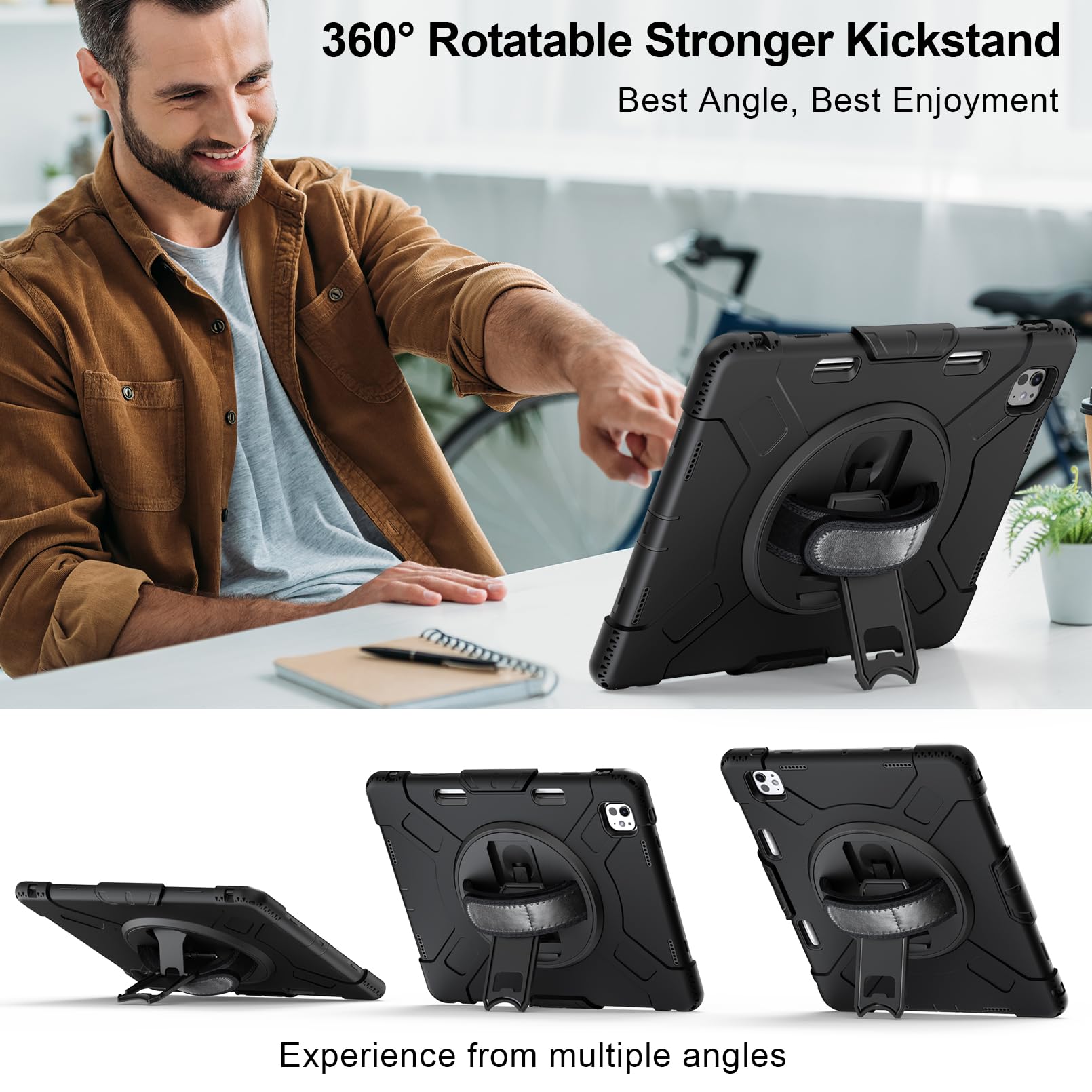 Miesherk Stock Case For Ipad Pro 13'' 2024: Military Grade Shockproof Rugged Case For Ipad Pro 13''(M4) W/Screen Protector   Sta