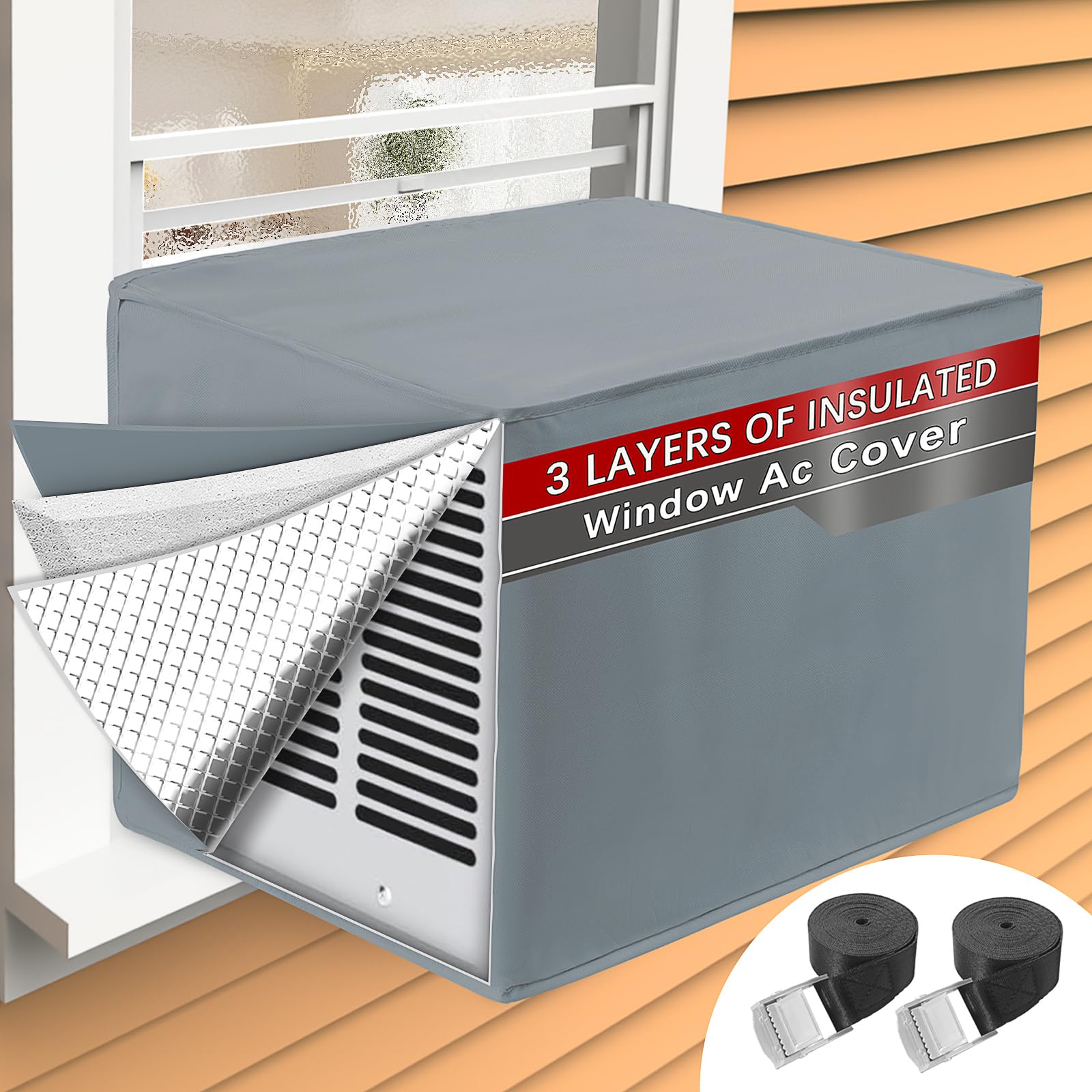 Air Conditioner Covers for Outside for Winter Insulation, 17 W x 12 D x 13 H, Waterproof & Windfroof Window AC Covers for Outsid