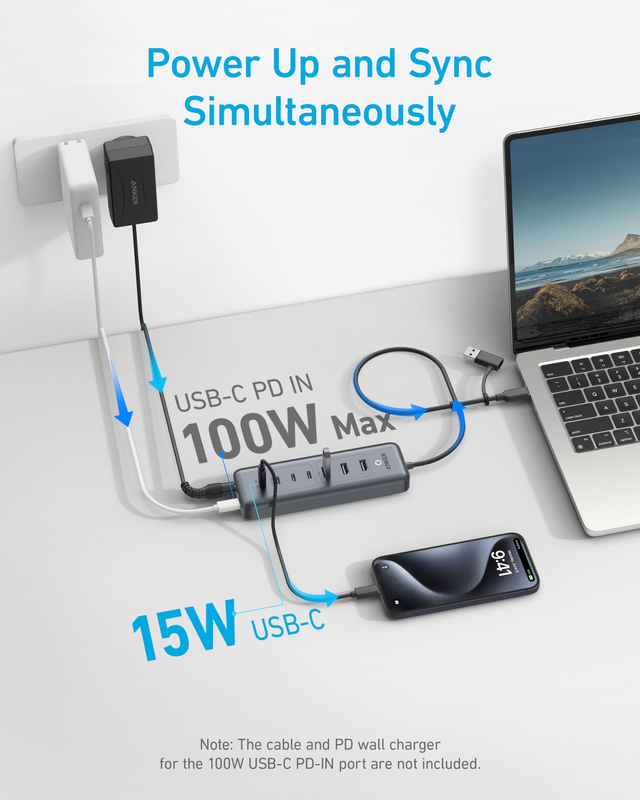 Anker Usb C Hub, 8 In 1 5Gbps Data Hub, Usb Splitter, With 3 Usb A And 4 Usb C Ports, 100W Usb C Pd In, 2 In 1 Usb Connector, Fo