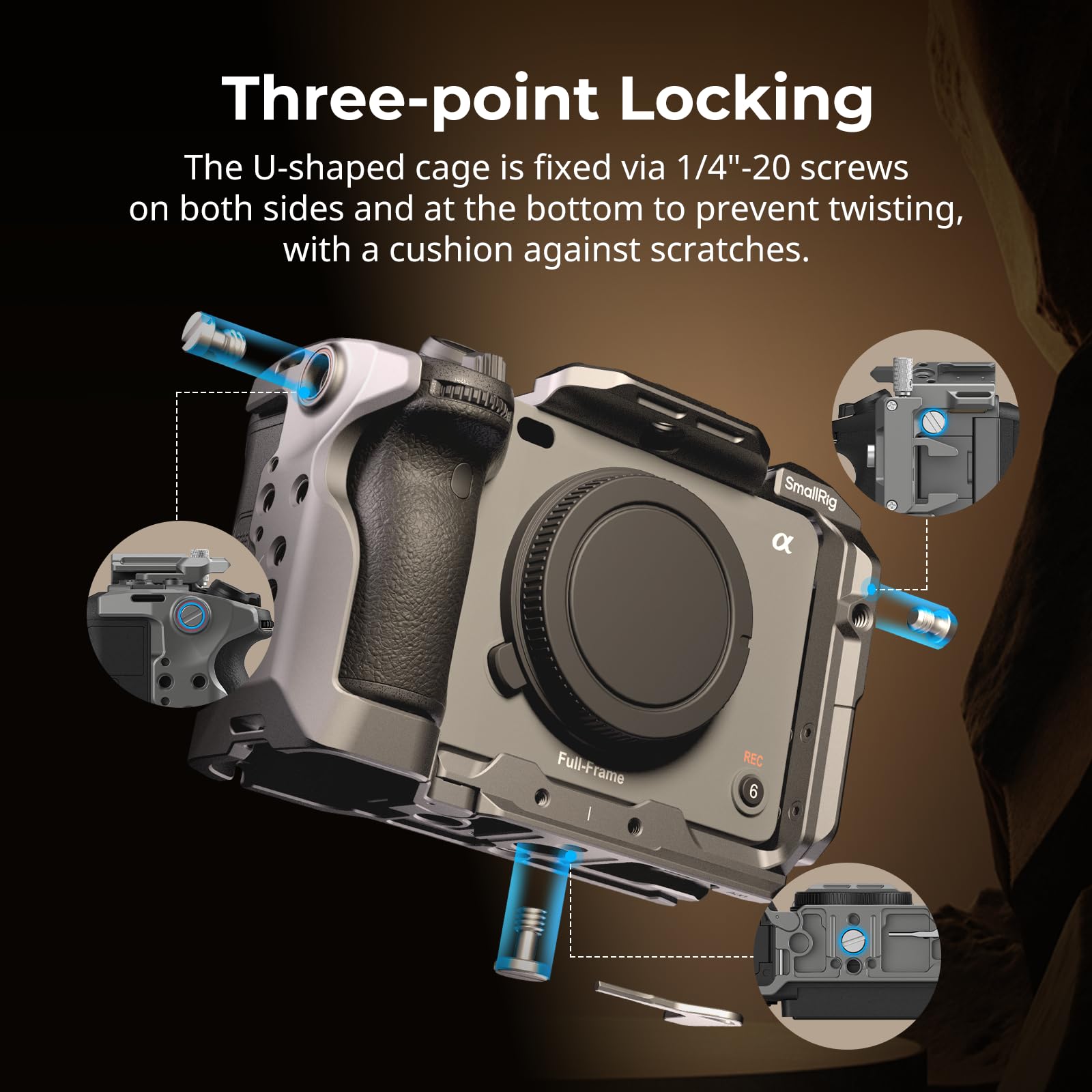 Smallrig Fx3 / Fx30 Hawklock Quick Release Camera Cage Kit For Sony With Cable Clamp, Bulit-In Qr Cold Shoe Nato Rail/Qr Plate F