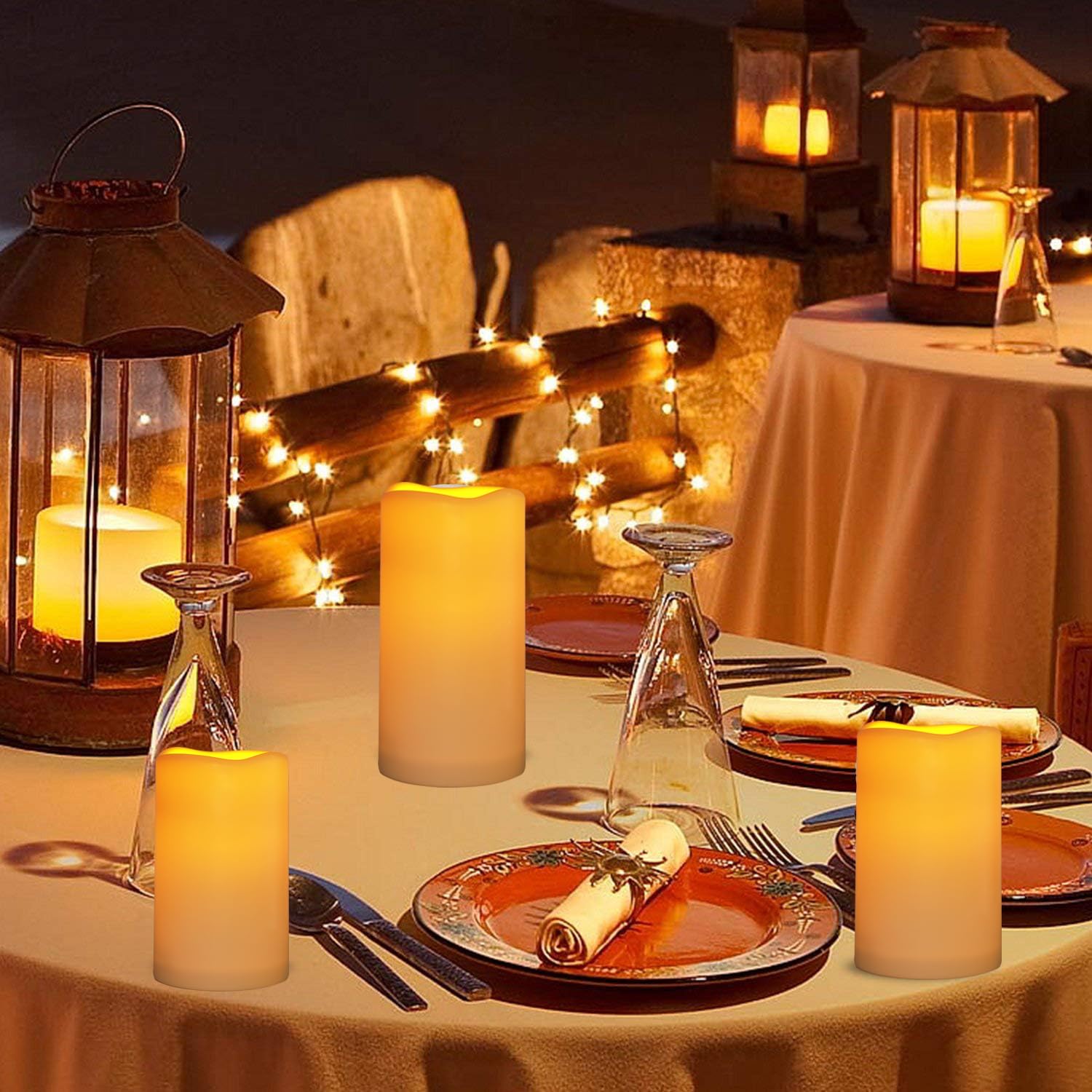 Waterproof Flameless Remote Control Candles 12Pack(D3''*H5.5'') Battery Operated Flickering Led Pillar Candle