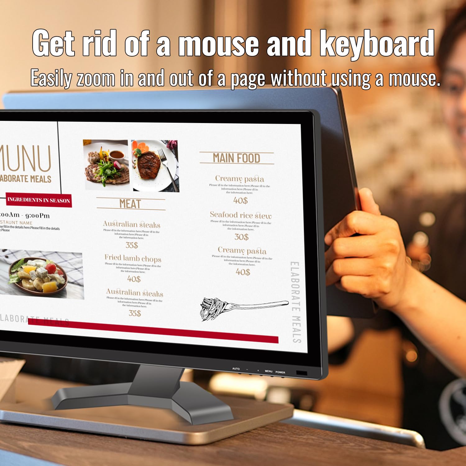 Pisichen Touchscreen Monitor 21.5 Inch Full Hd 1920X1080P 10 Point Multi Touch Screen Pc Monitor With Hdmi Vga Usb Port, Built I