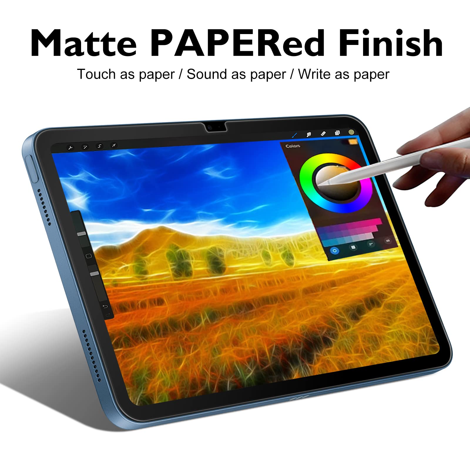 Esanik 2 Pack Like Paper Glass Screen Protector For Ipad 10.9 10Th Generation (2022, 10.9 Inch) 9H Tempered Glass Film With Alig