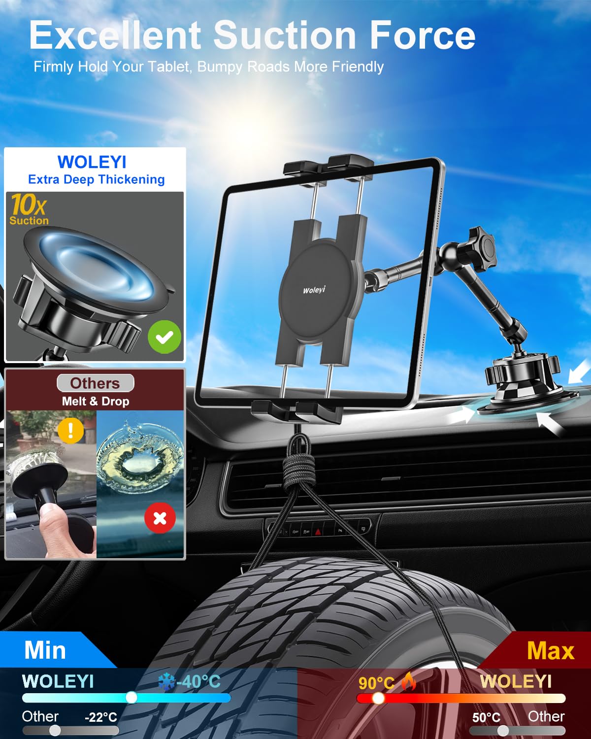 Metal Tablet Mount For Truck   Heavy Duty [Super Suction Cup] Tablet Truck Mount Dashboard Windshield For Car/Semi Truck/Pickup/