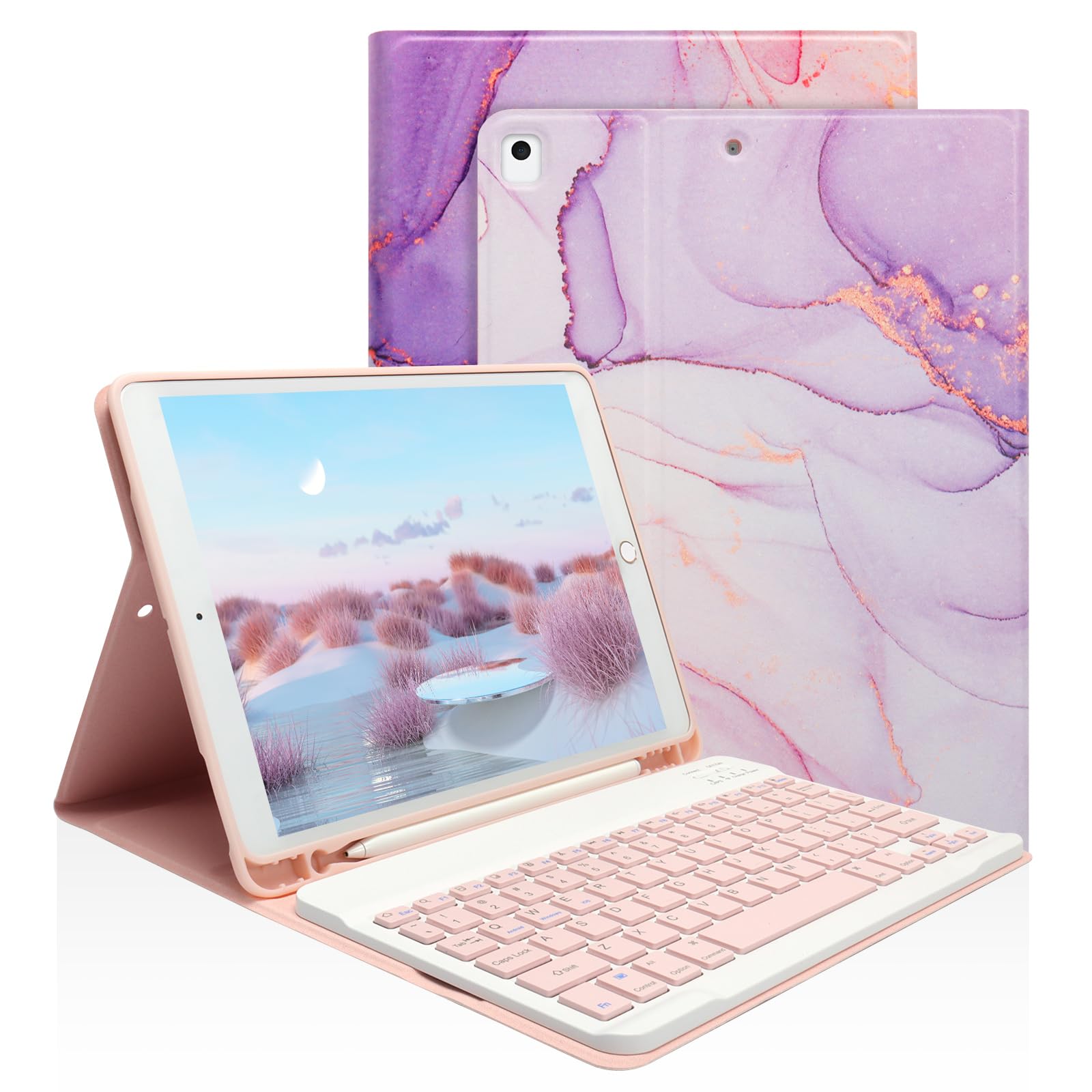 LAMA Wireless Keyboard Case for iPad 10.2 9th 8th 7th Generation, Detachable Bluetooth Keyboard with Pencil Holder for iPad 10.2