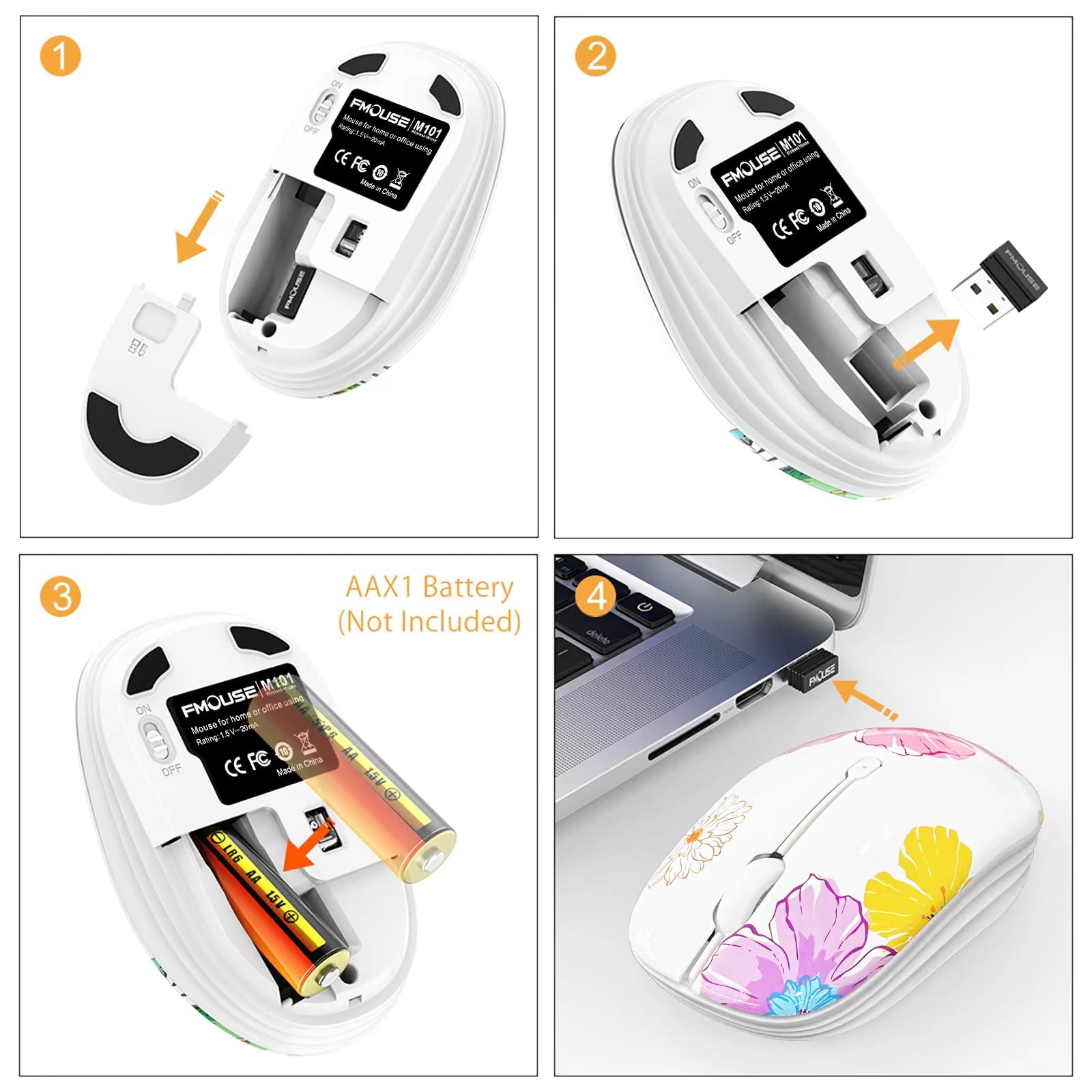 Juhoo Wireless Mouse With Nano Receiver For Pc, Laptop, Notebook, Computer, Macbook, Less Noise, Portable Mobile Optical Mice.(F