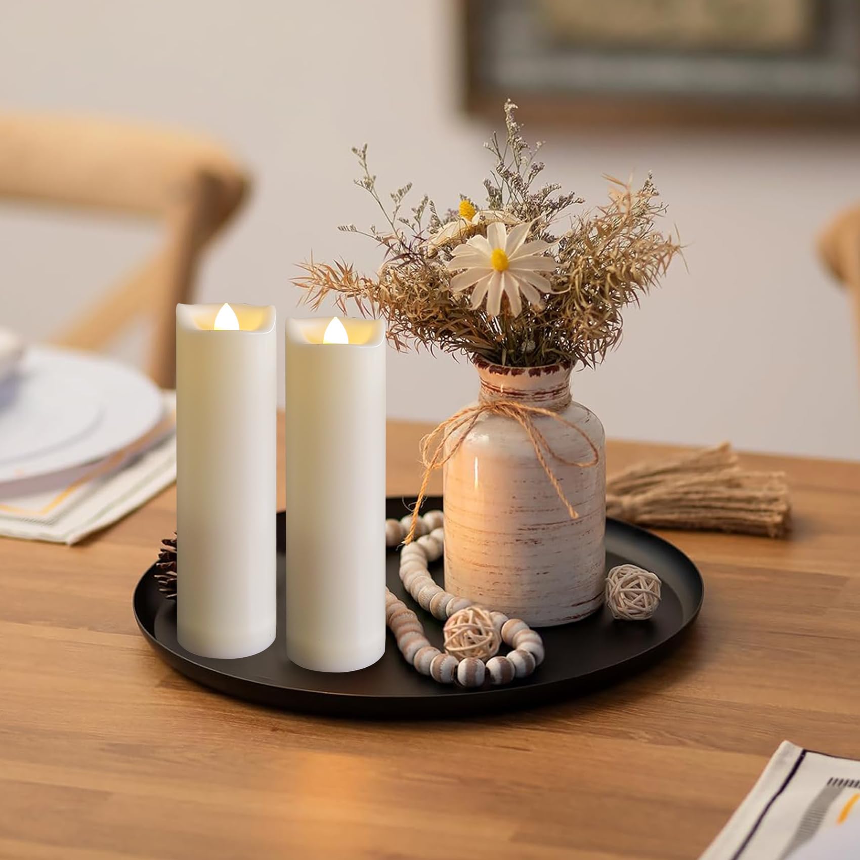 2''X7'' Outdoor Led Battery Operated Candles With Timer/Remote Plastic Flickering Waterproof Flameless Candles Wedding Party Hal