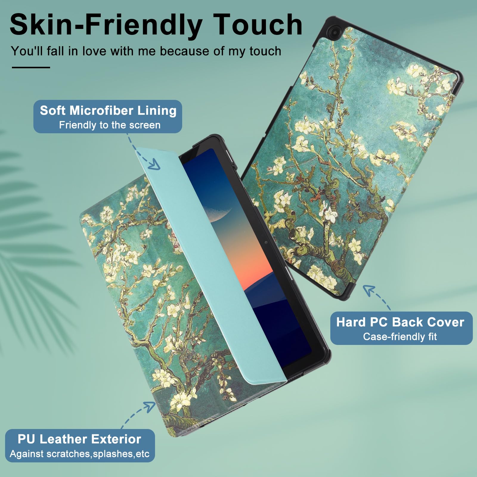 Caweet Case For Samsung Galaxy Tab A9+ / A9 Plus 11 Inch 2023, Ultra Slim Lightweight Hard Back Shell Tri Fold Stand Cover With