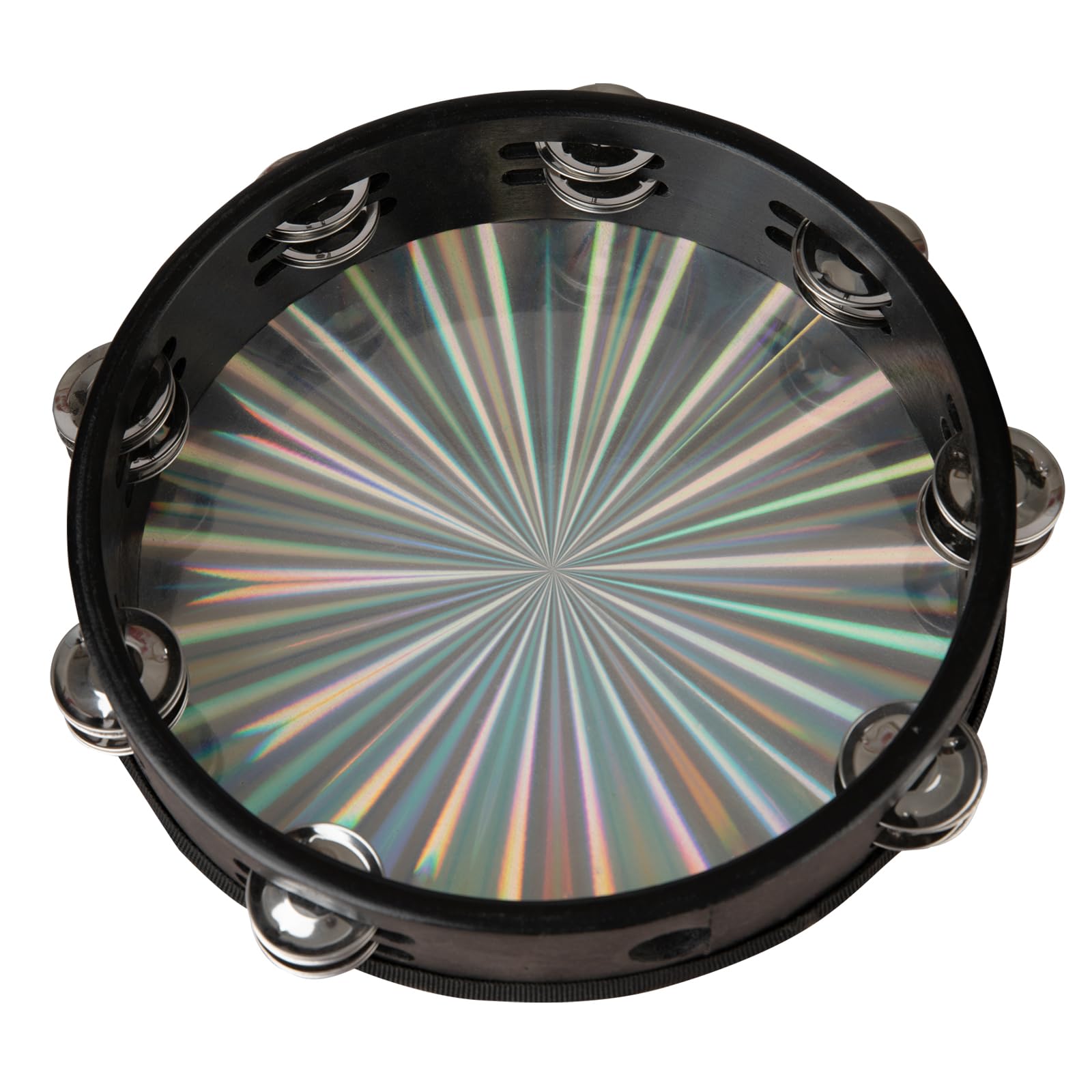 Radiant Tambourine 10 Inch Hand Held Tambourine Double Row Jingles Reflective Drum Percussion Musical Instrument For Adults Chur