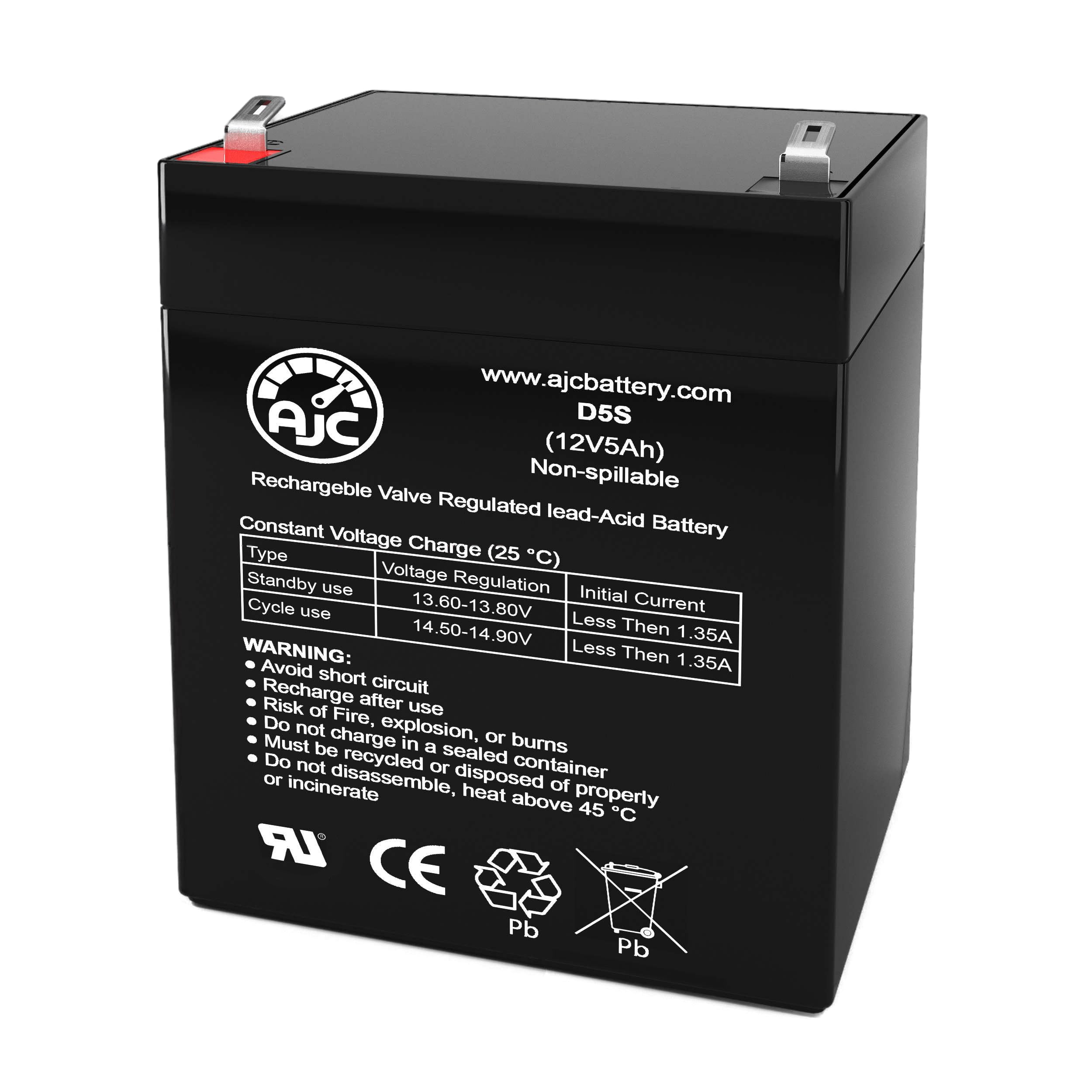 Ajc Battery Compatible With Leoch Djw124.5 12V 5Ah Sealed Lead Acid Battery