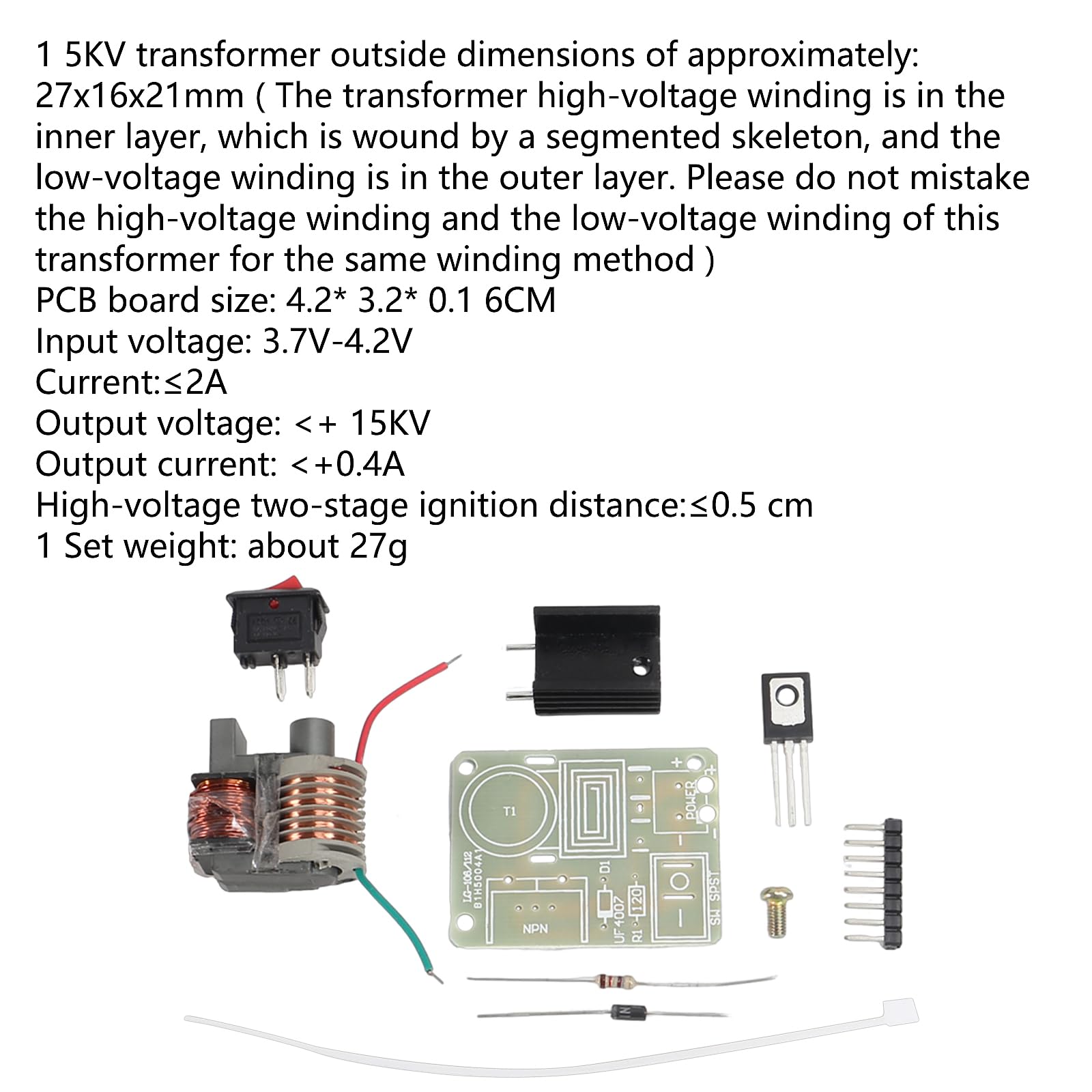 Aediko 5 Sets High Voltage Generator 15Kv High Voltage Generator Inverter Arc Igniter Coil Module Disassembled Parts (5 Sets)