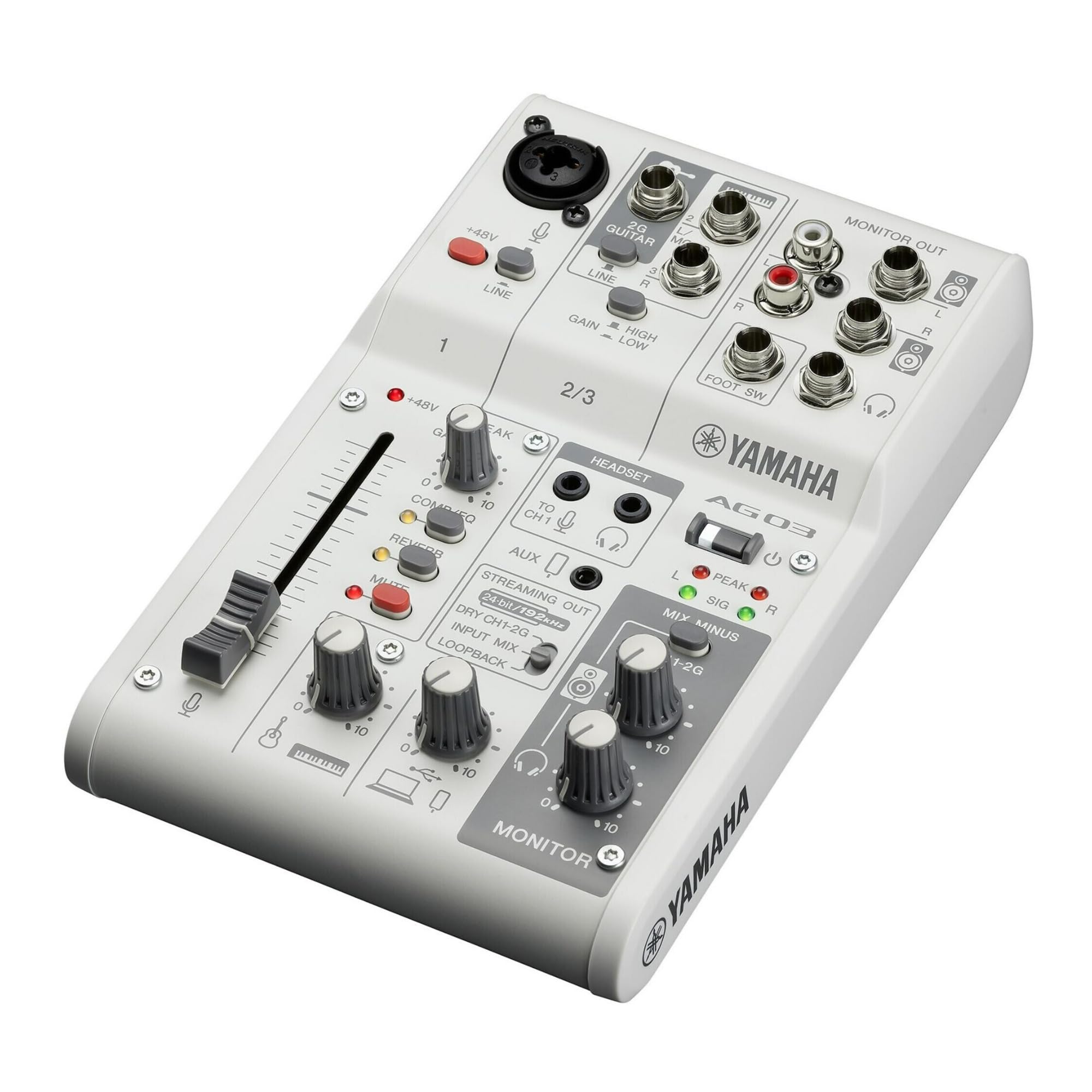 Yamaha Ag03Mk2 White 6-Channel Live Streaming Loopback Mixer/Usb Interface With Steinberg Software Suite