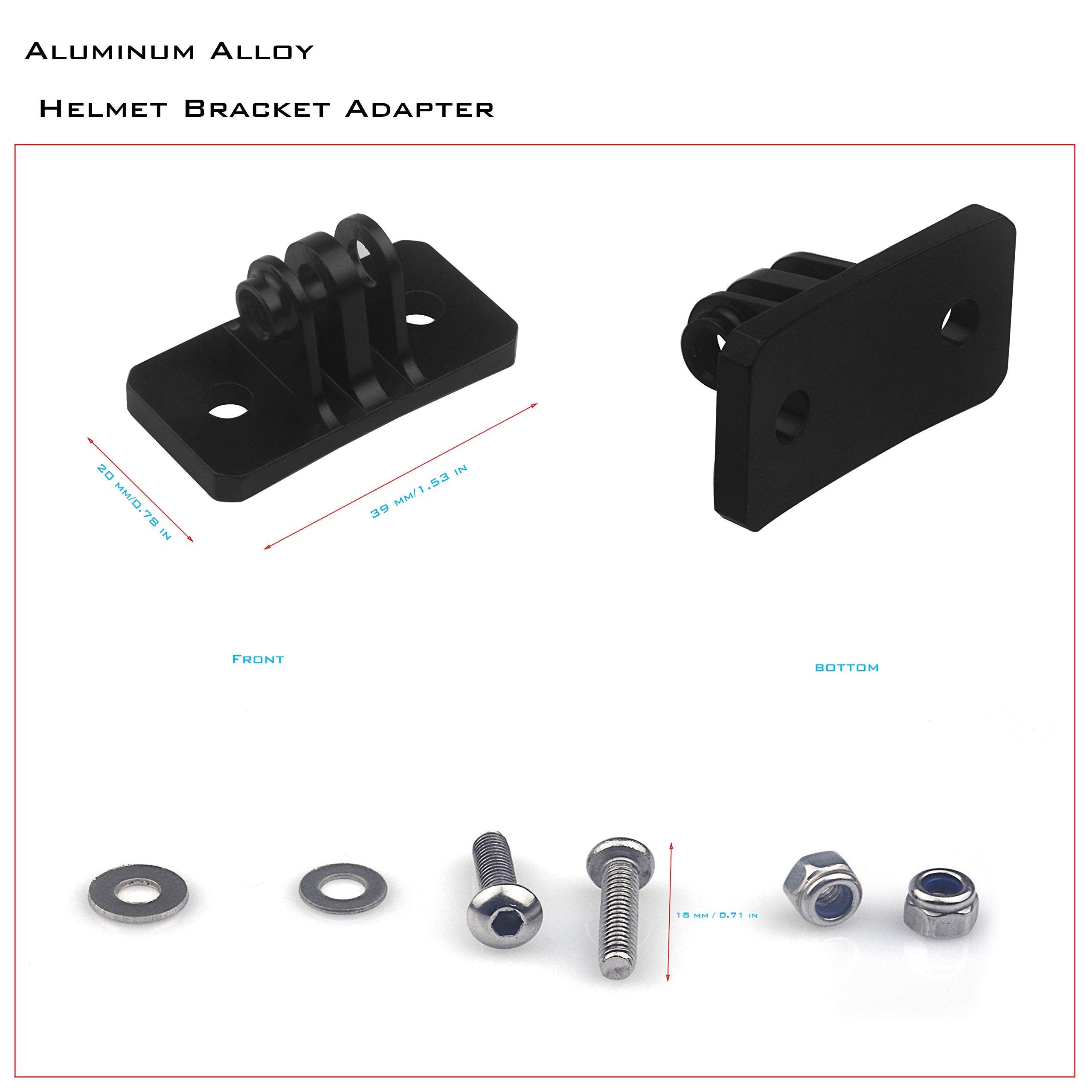 Universal Helmet Fixed Mounts, Camera Metal Bracket Adapter, Camera Accessories For Gopro Series Sport Camera/Skydiving Helmet With 1/4' Screw Adapter (Aluminum Alloy)