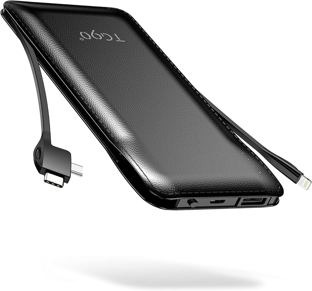 Tg90 Portable Charger With Cords 10000Mah Power Bank With Built In Cables Battery Backup Cell Phone External Battery Pack Compat
