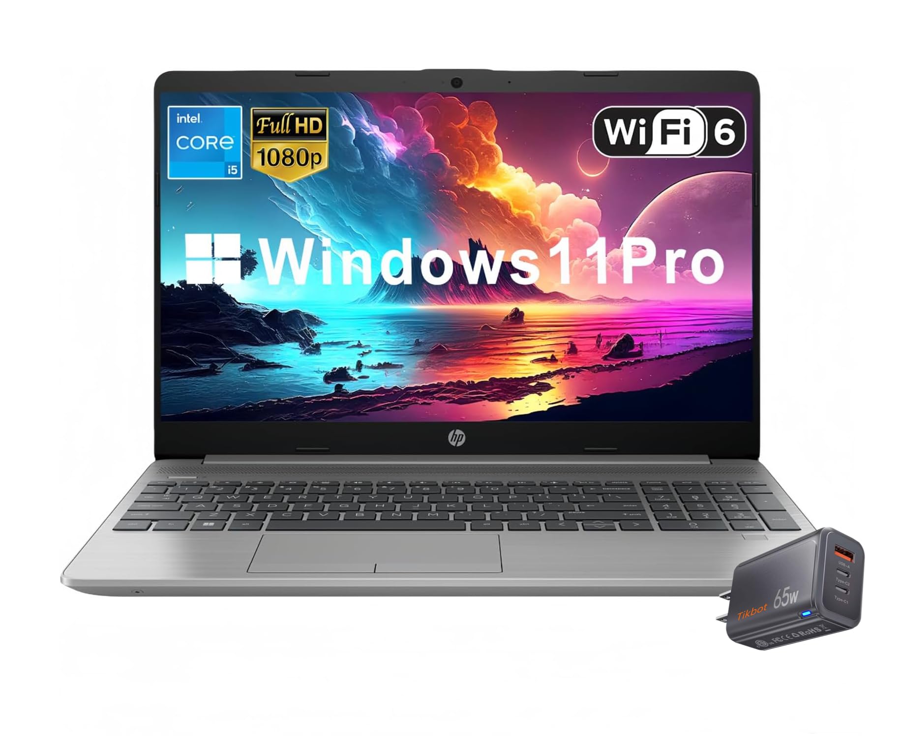 HP 15.6 Business Laptop, Intel Core i5-1235U, 16GB RAM, 1TB SSD, Windows 11 Pro, W/Extra GaN Charger