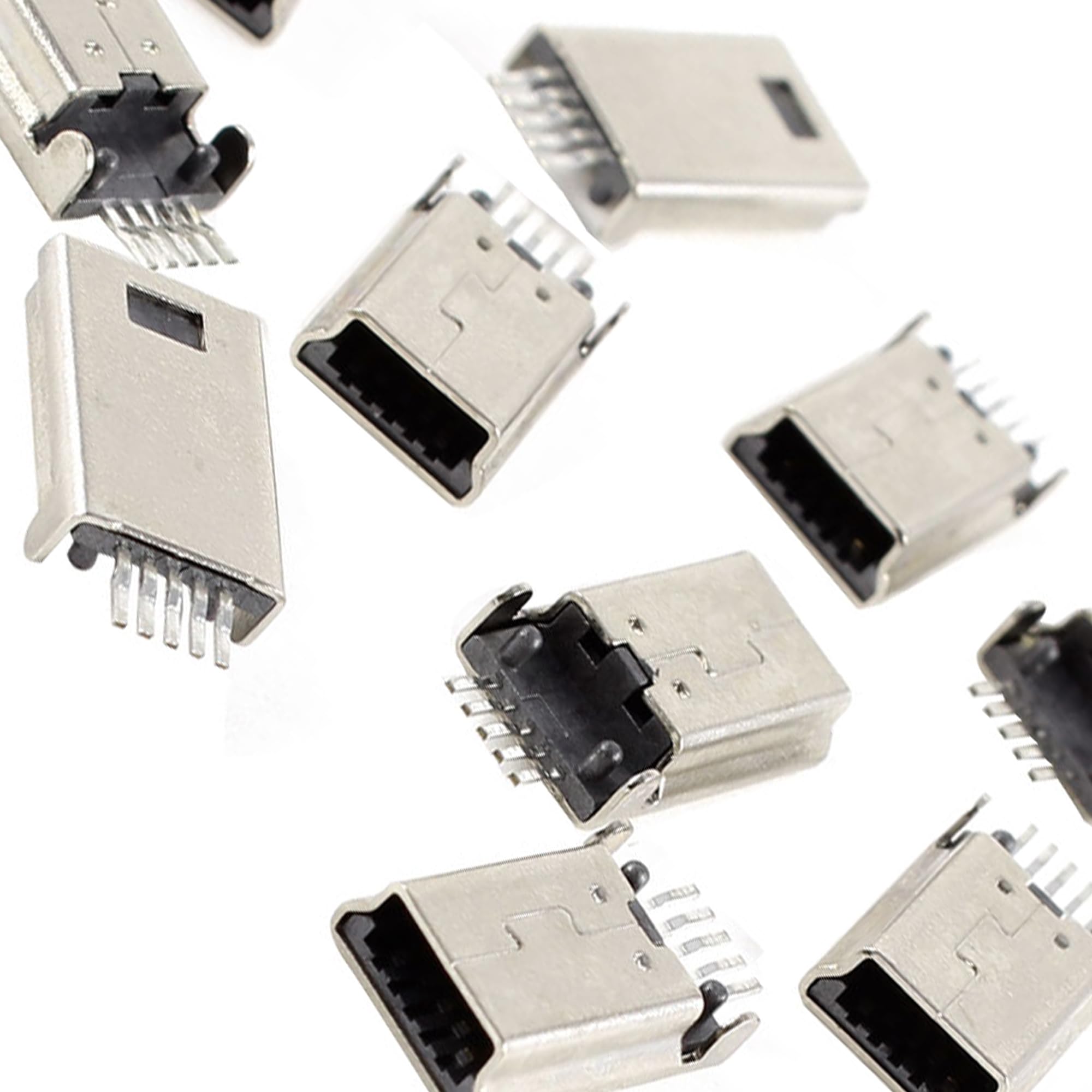 Uxcell 10 Pcs Mini Usb Type B Male Socket 5 Pin 180 Degree Smt Solder Jack Connector Adapter