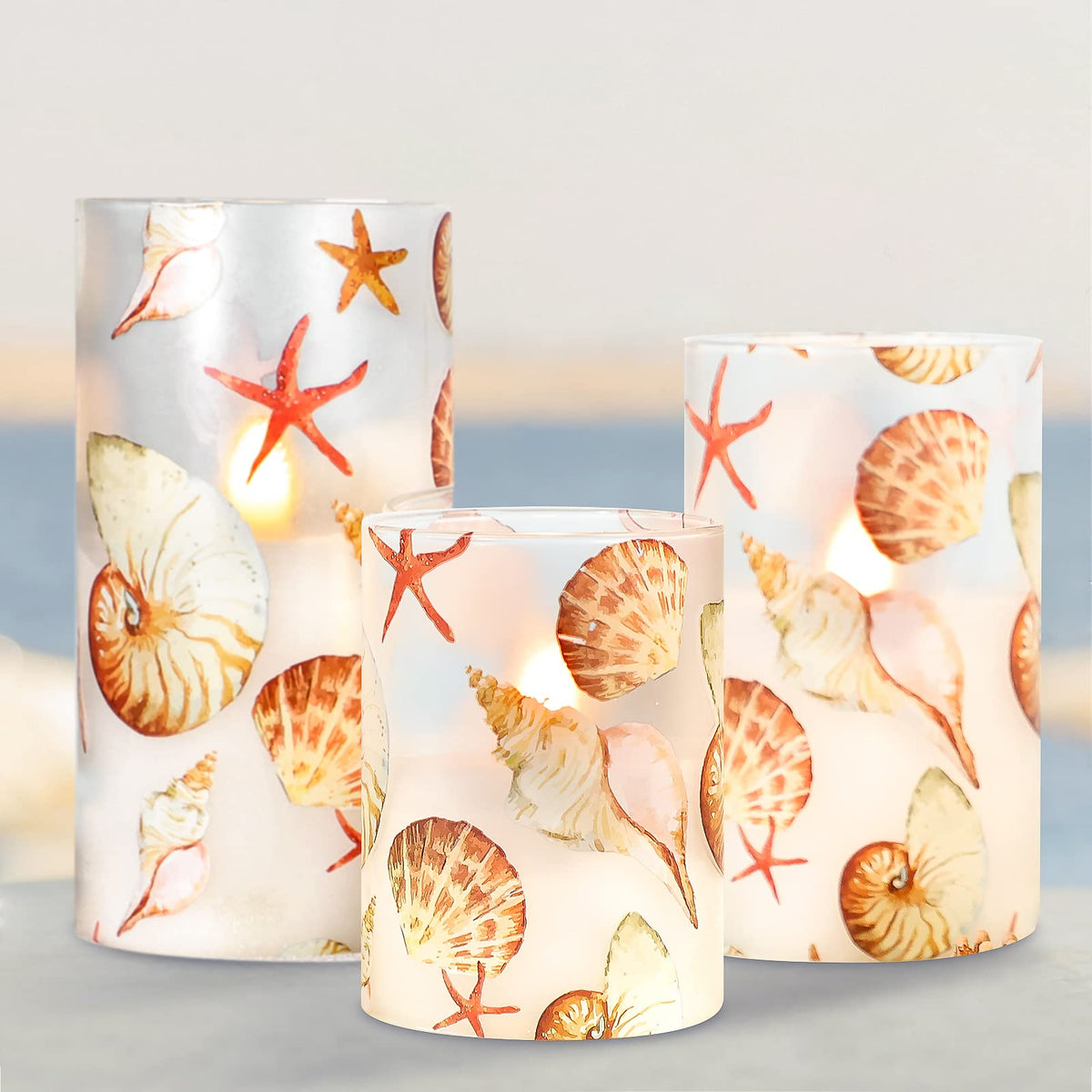 Silverstro Shell Flameless Candles Remote: Blinks Real Wax Glass Battery Operated Candles - Home Party Wedding Room Christmas Oc