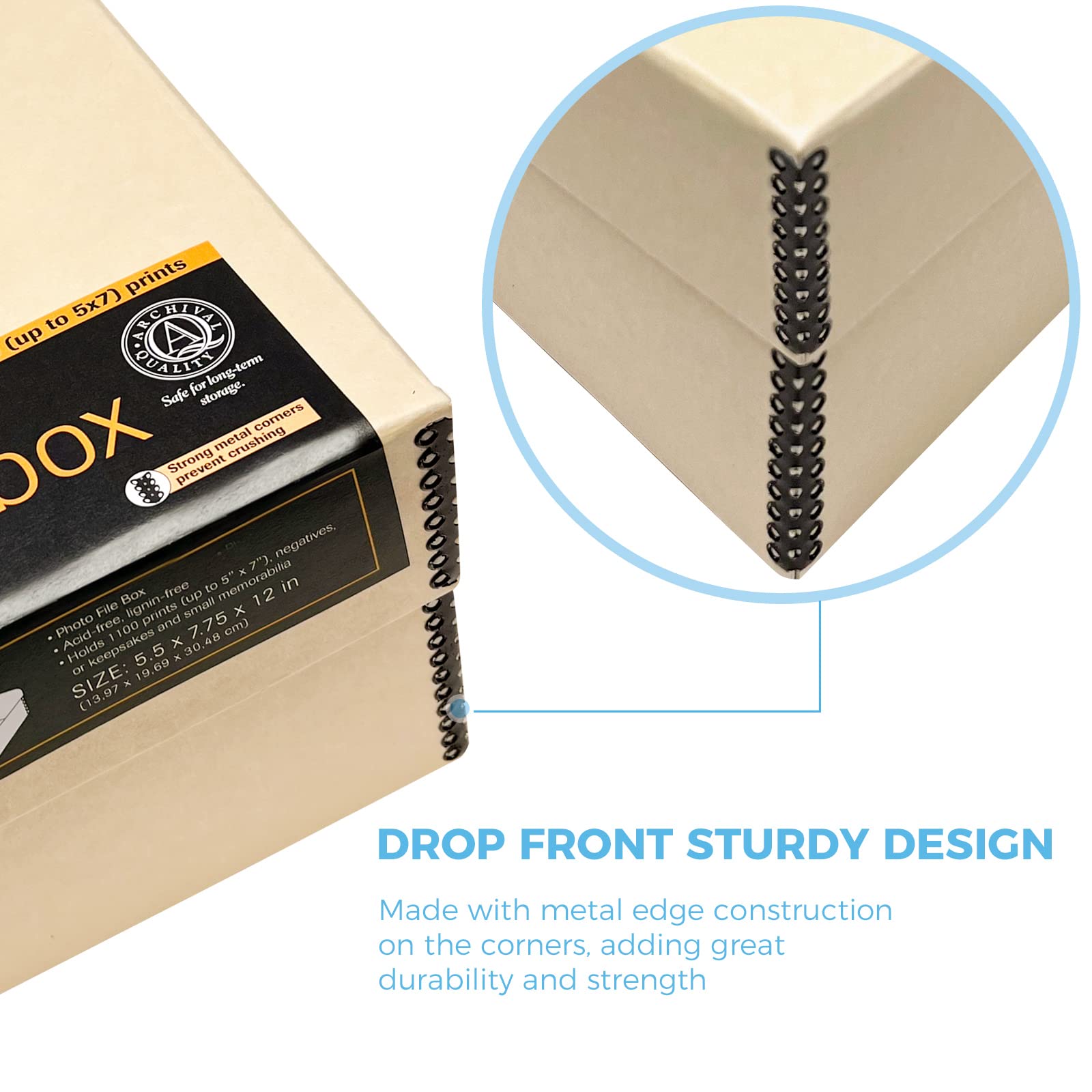 Lineco, Tan Hinged Lid Photo Box 5.5'X7.75'X12' Archival Acid Free. Holds Up To 1100 Of 4X6 Or 5X7 Pictures, Print, Art. Preserve Longevity, Photos Or Documents, Craft, Prints, Cards, 2 Pack