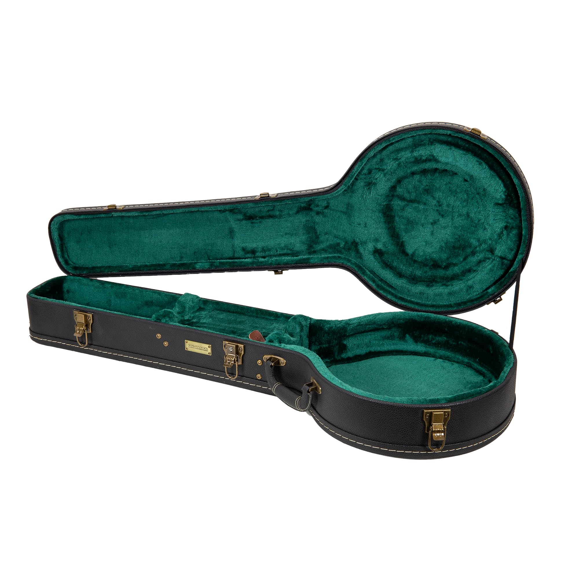 Crossrock Wooden Case Fits 5-String Resonator Styles Of Banjos -Vintage Hardware, Sponge Lining, Metal Feet, Storage Space-Black