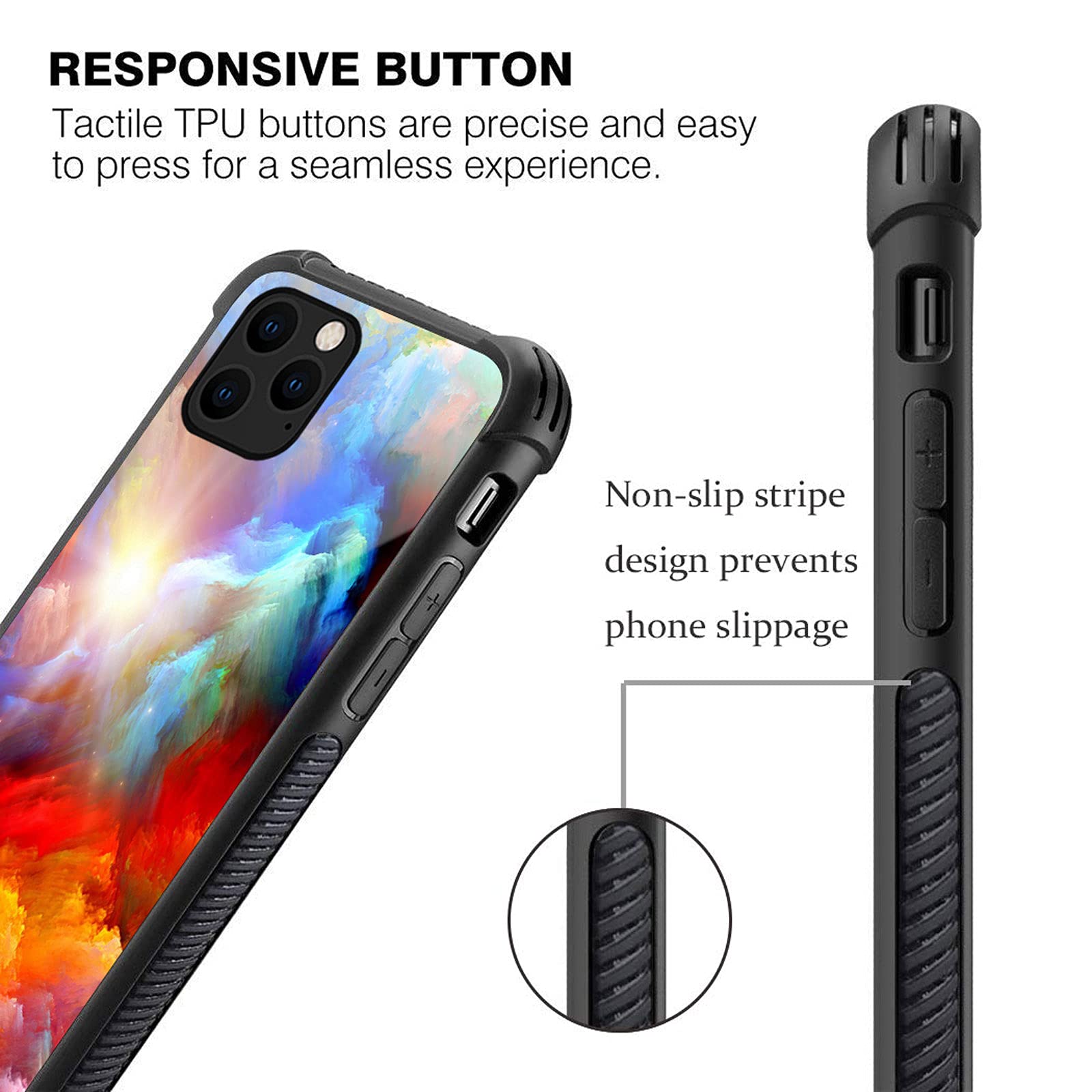 CARLOCA iPhone 13 Pro Case Shockproof Anti-Scratch Hard Acrylic Colorful Unreal Clouds Cool Graphic Design