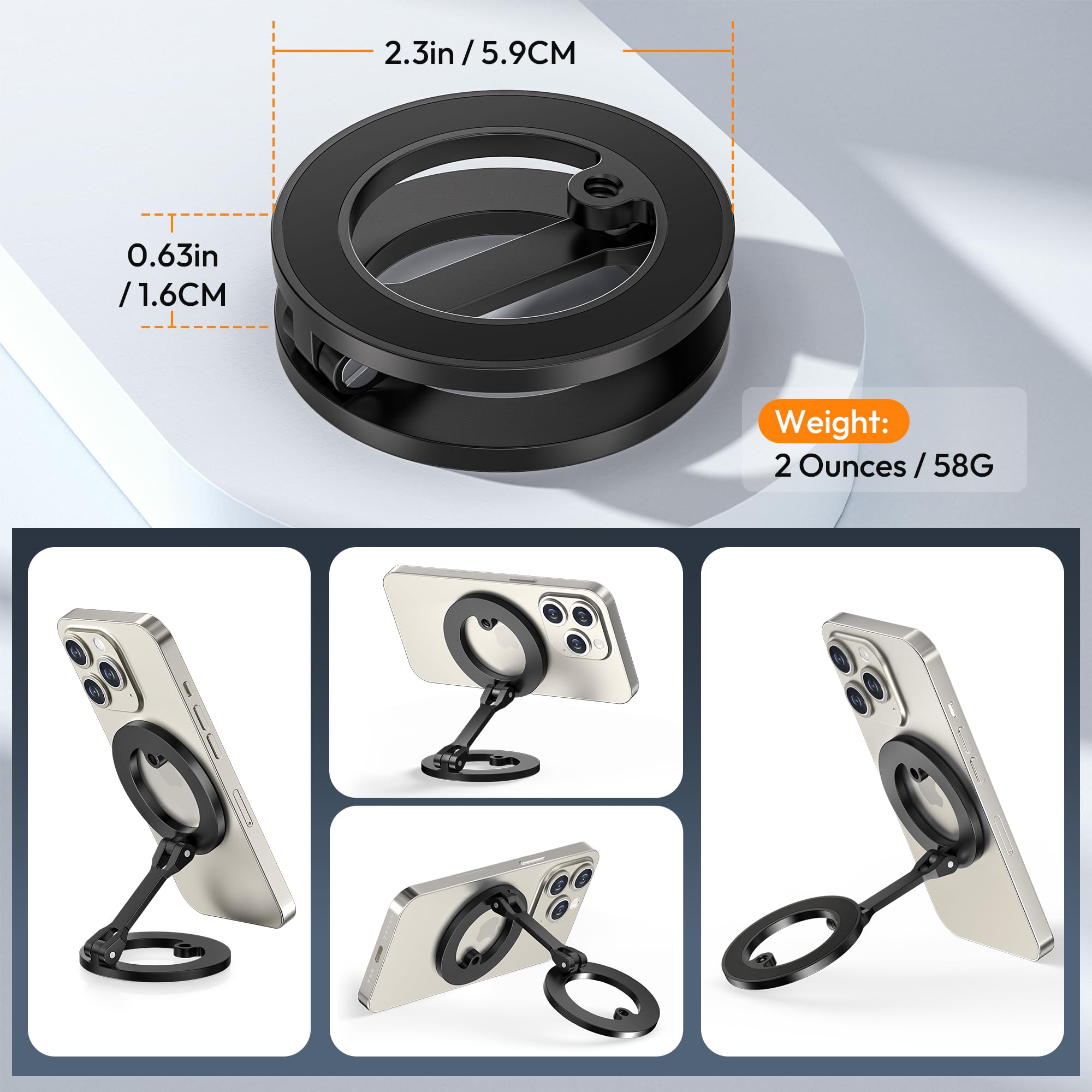 Magnetic Golf Cart Phone Holder For Iphone 16,Dual Ring Aluminium Phone Stand,Magnetic Phone Holder Portable Mount For Iphone 15