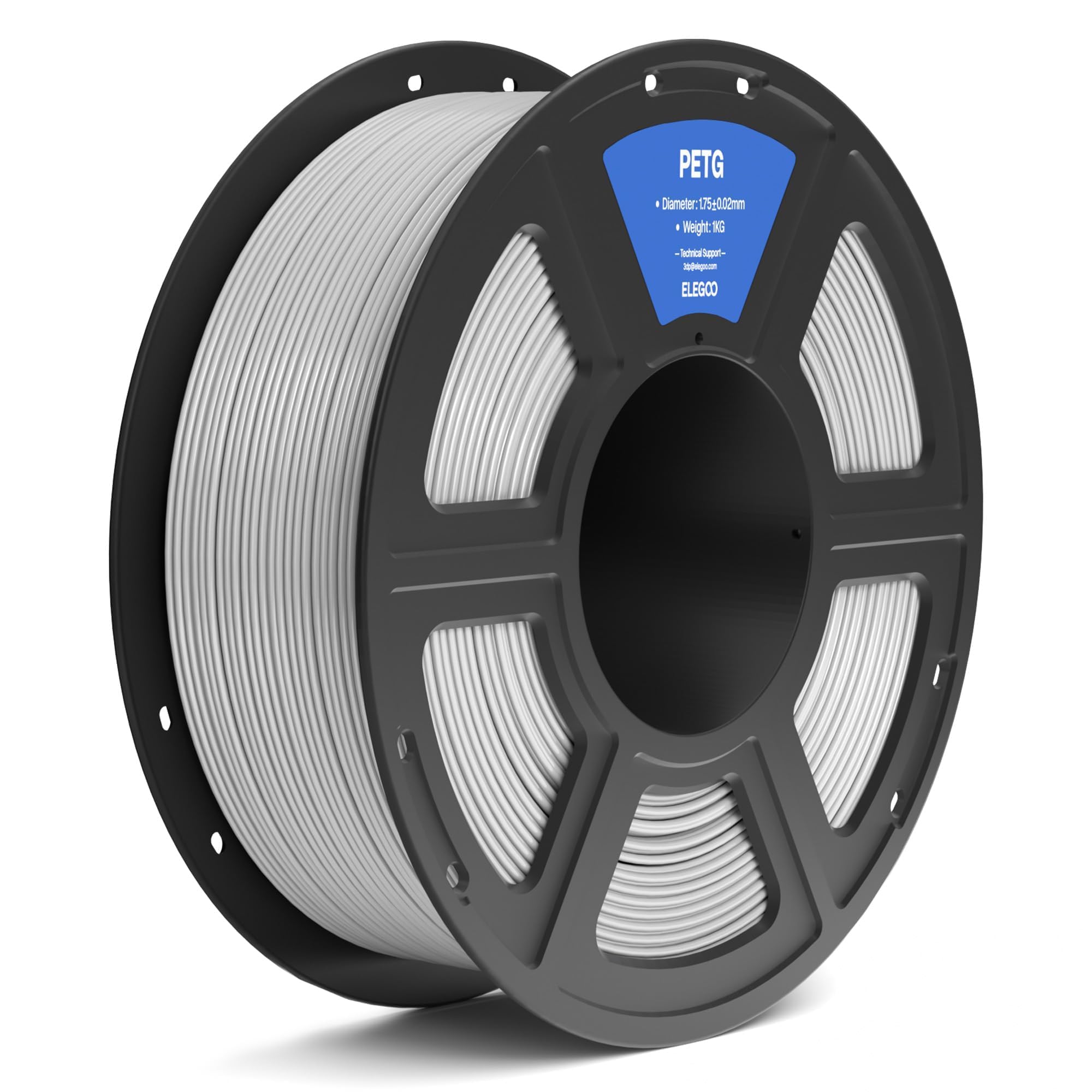 ELEGOO PETG Filament 1.75mm Gray 1KG, 3D Printer Filament Dimensional Accuracy +/- 0.02 mm, 1kg Spool(2.2lbs) Fits for Most FDM 