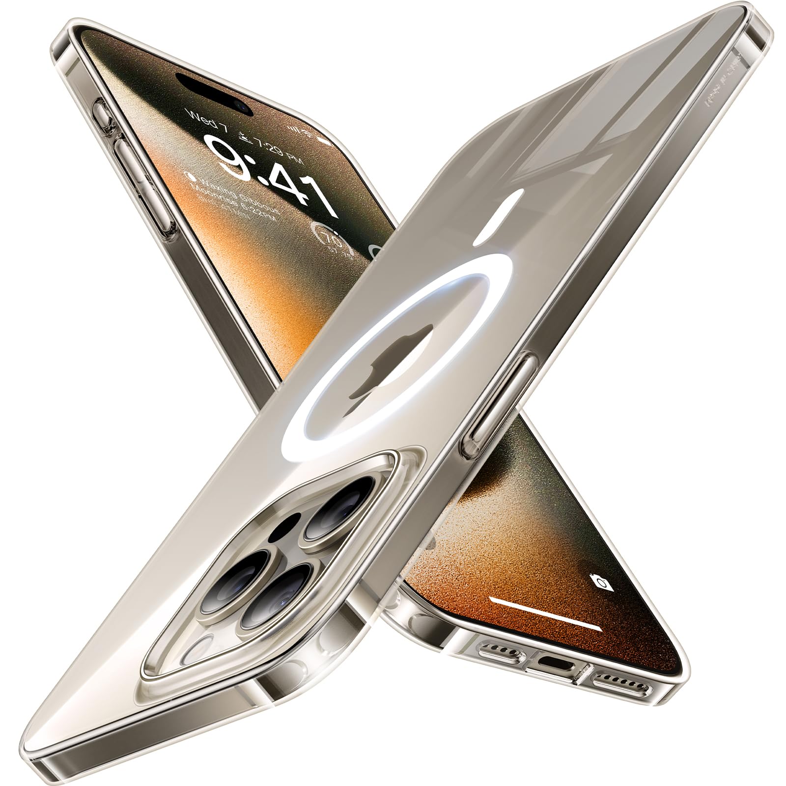 Torras Magnetic Slim Fit For Iphone 15 Pro Max Case Clear 6.7'', [True Never Yellow]Ultra Thin 15 Promax Phone Case Compatible W