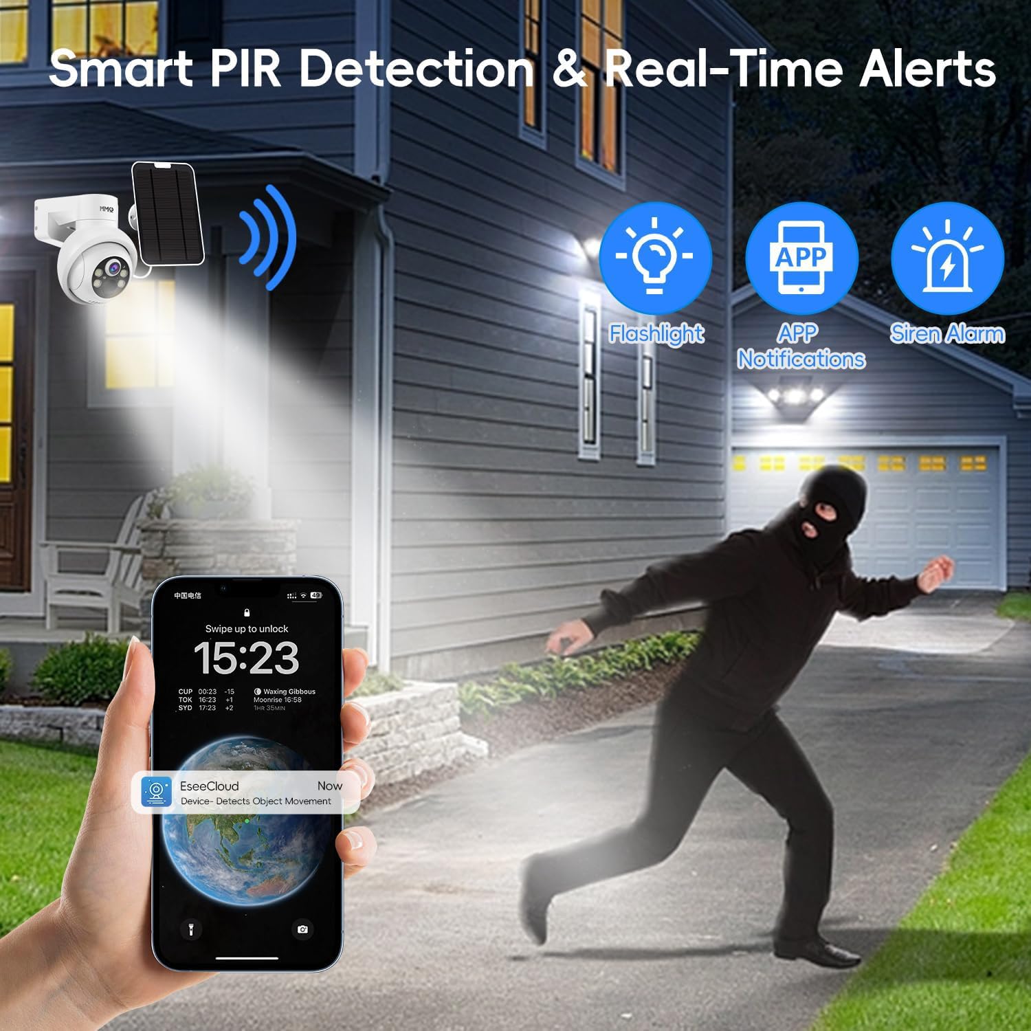 Solar Security Cameras Outdoor, 4Mp Ptz Solar Panel For Security Cameras, Battery Powered Wireless Cameras For Home With 128Gb C