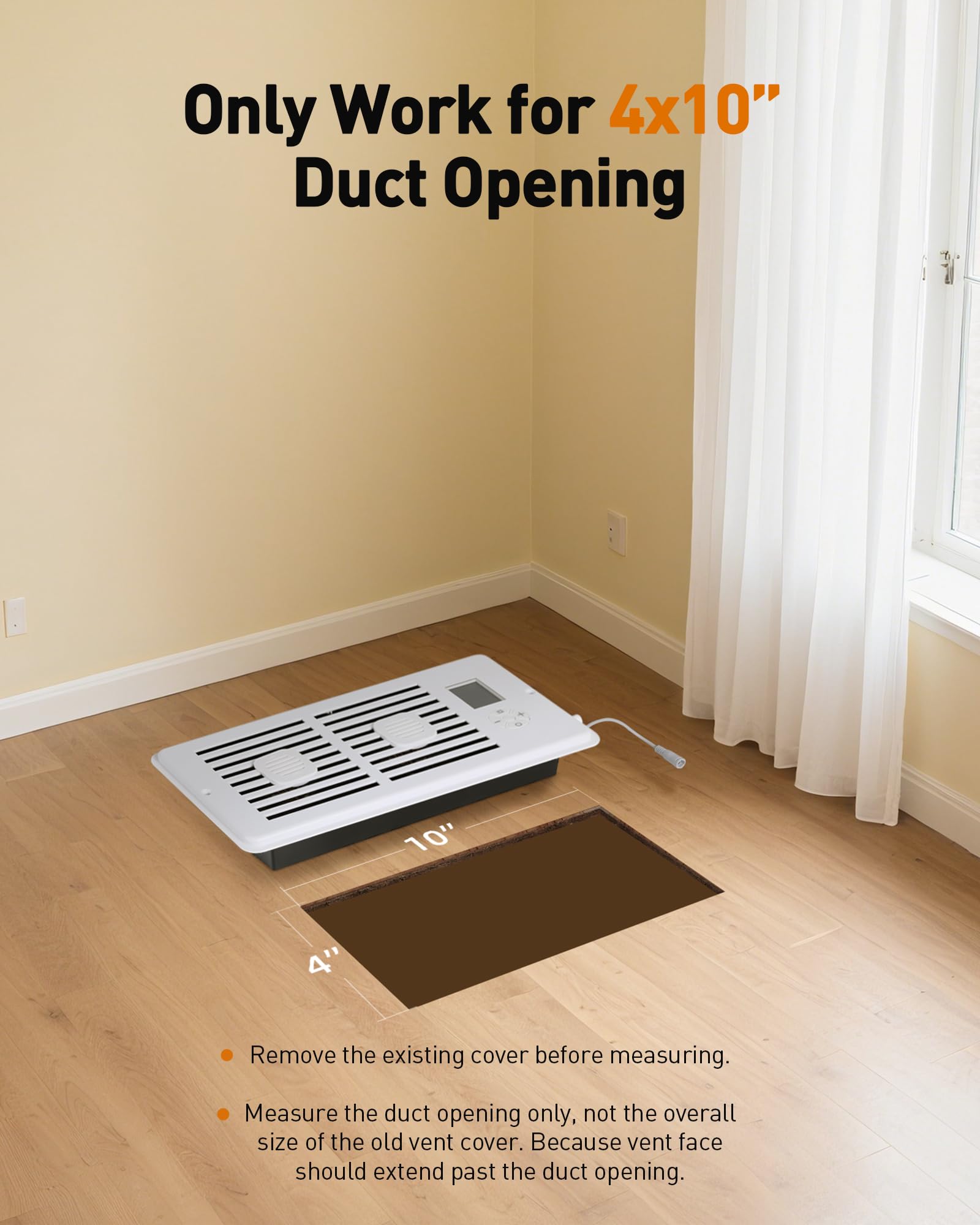 Agptek Register Booster Fan For 4 X 10 Register Holes, Quiet Air Vent Fans With 10-Speed, Intelligent Thermostat & Remote Contro