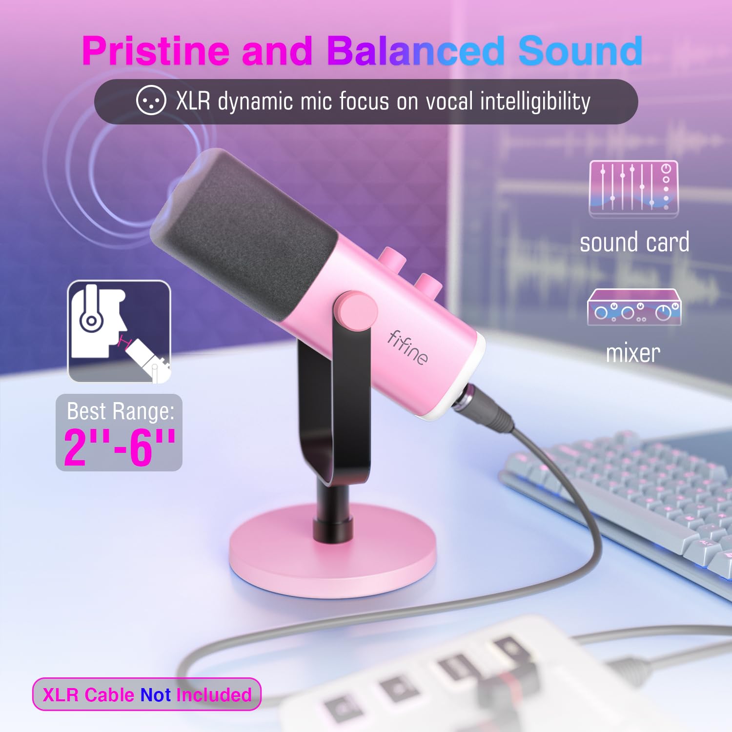 Fifine Xlr/Usb Microphone, Gaming Recording Pc Microphone With Headphones Jack, Mute Button, Dynamic Rgb Mic For Computer, Strea