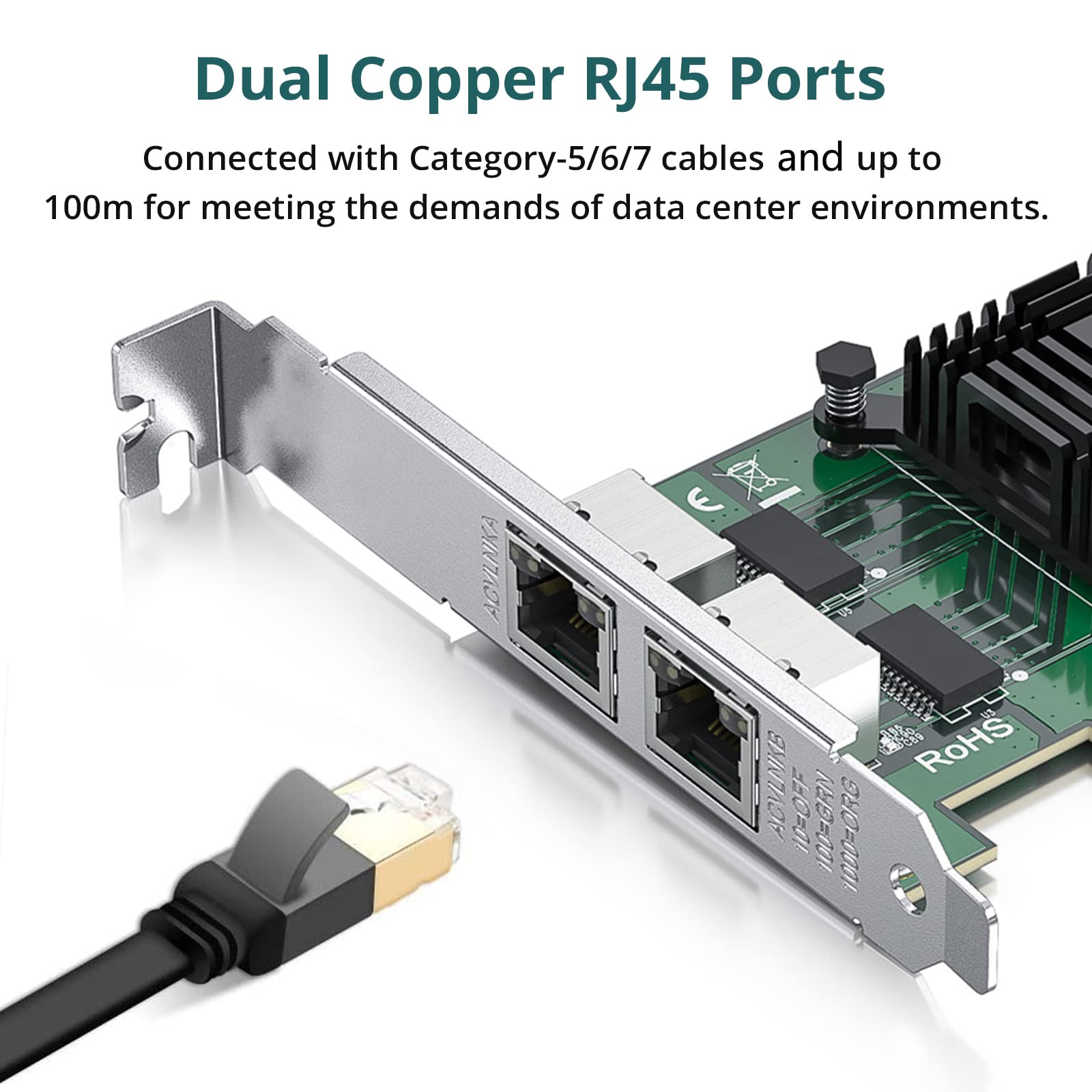 1.25G Gigabit Ethernet Converged Network Adapter (Nic) With Intel I350Am2 Controller   Compatible For Intel I350 T2, Dual Copper