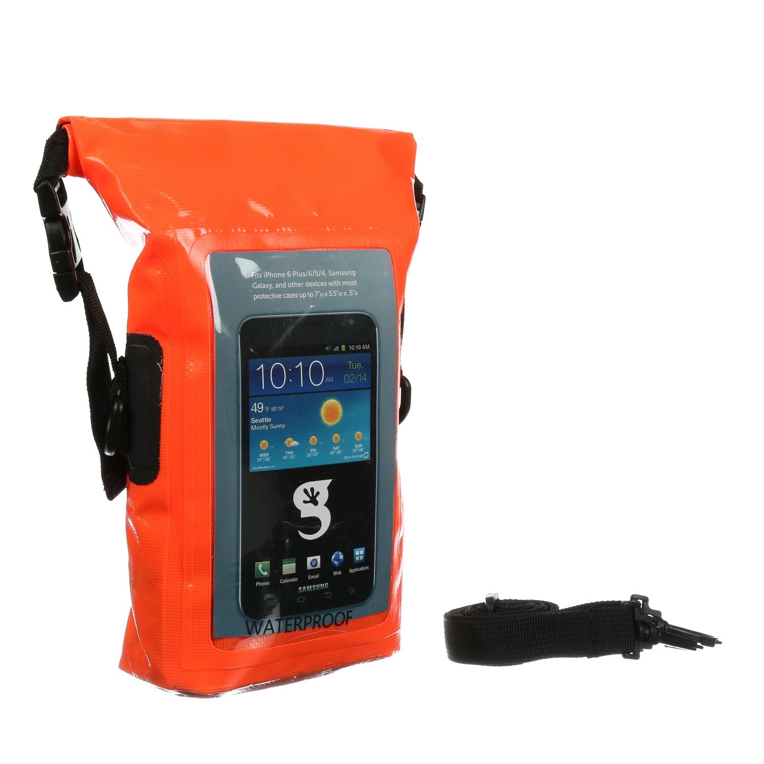 Geckobrands Waterproof Phone Tote With 2L Dry Bag And Adjustable Strap   Protect Your Phone And Valuables While On The Go Neon O