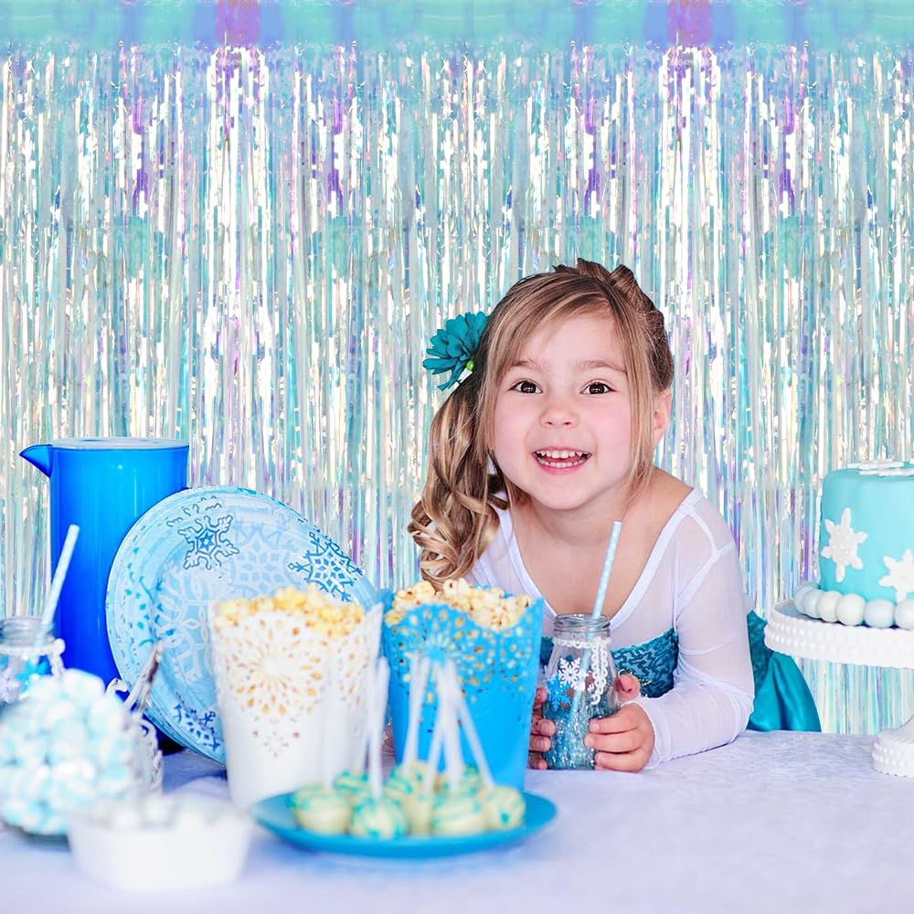 Beishida 2 Pcs Door Streamers Curtain Iridescent Streamers Baby Shower Party Streamers Backdrop Party Decorations Wall Backgroun