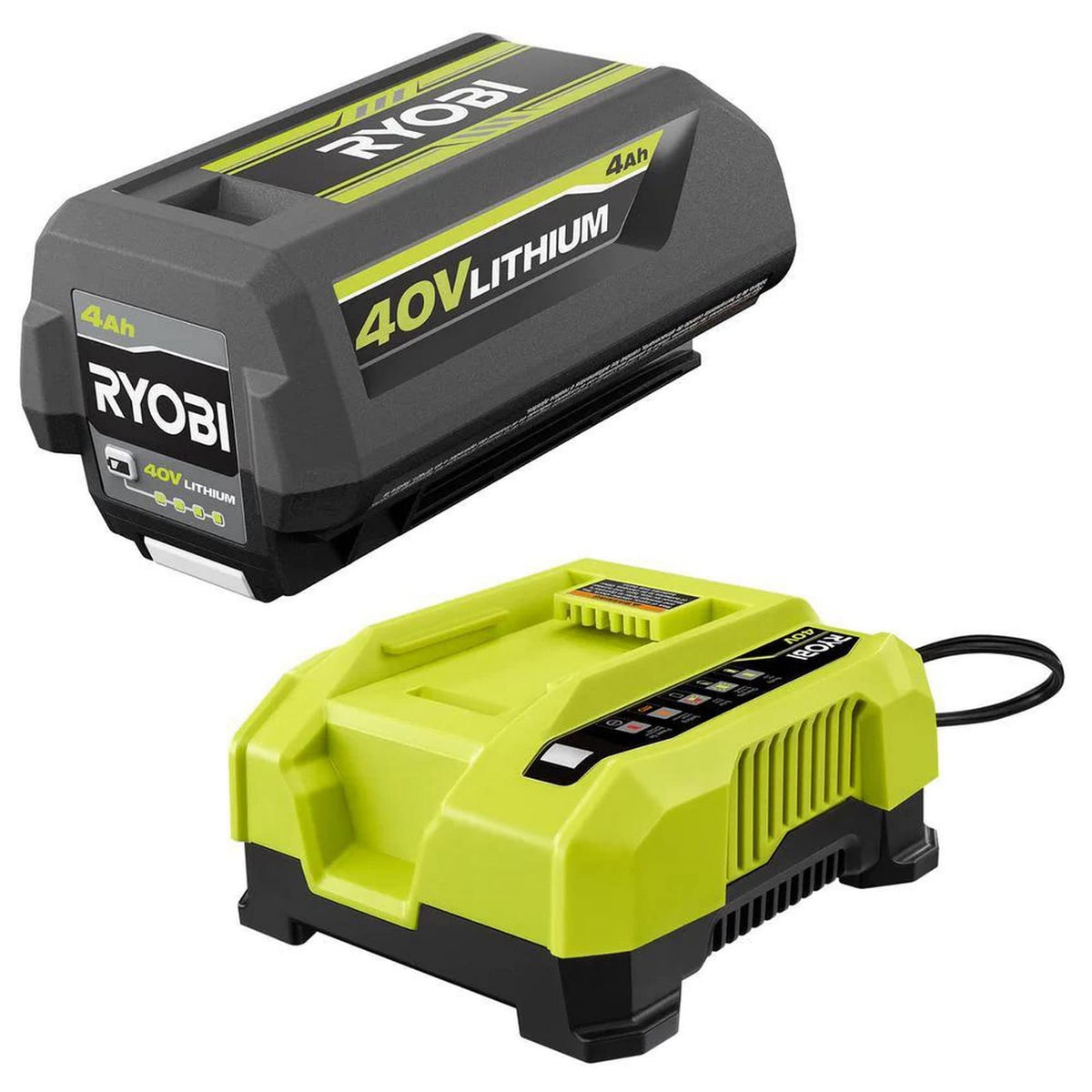 Ryobi 40 Volt Lithium Ion 4.0 Ah Battery And Rapid Charger