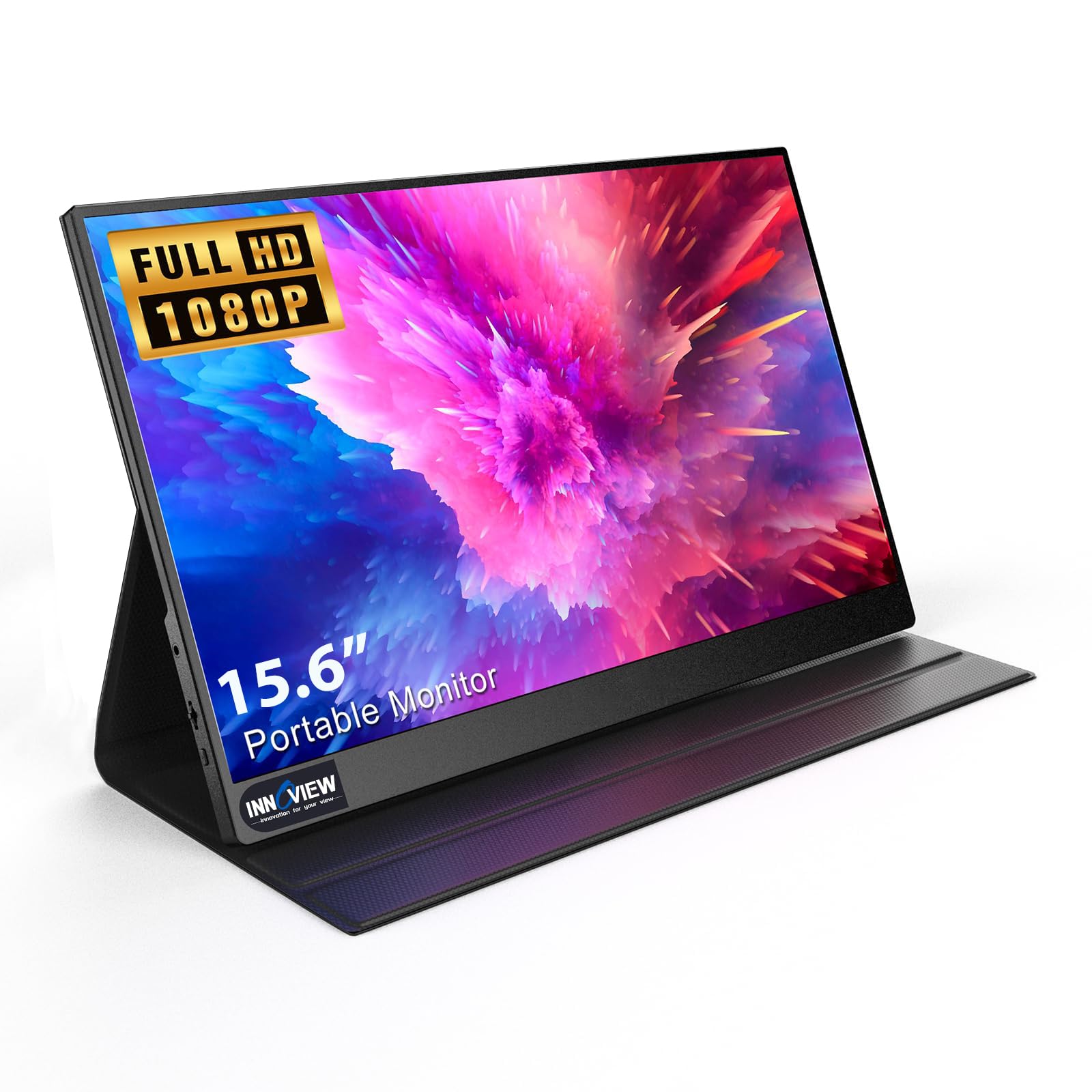 Innoview Portable Monitor, 15.6 Inch Fhd 1080P Hdmi Usb C Second External Monitor For Laptop, Desktop, Macbook, Phones, Tablet, Ps5/4, Xbox, Switch, Built In Speaker With Protective Case