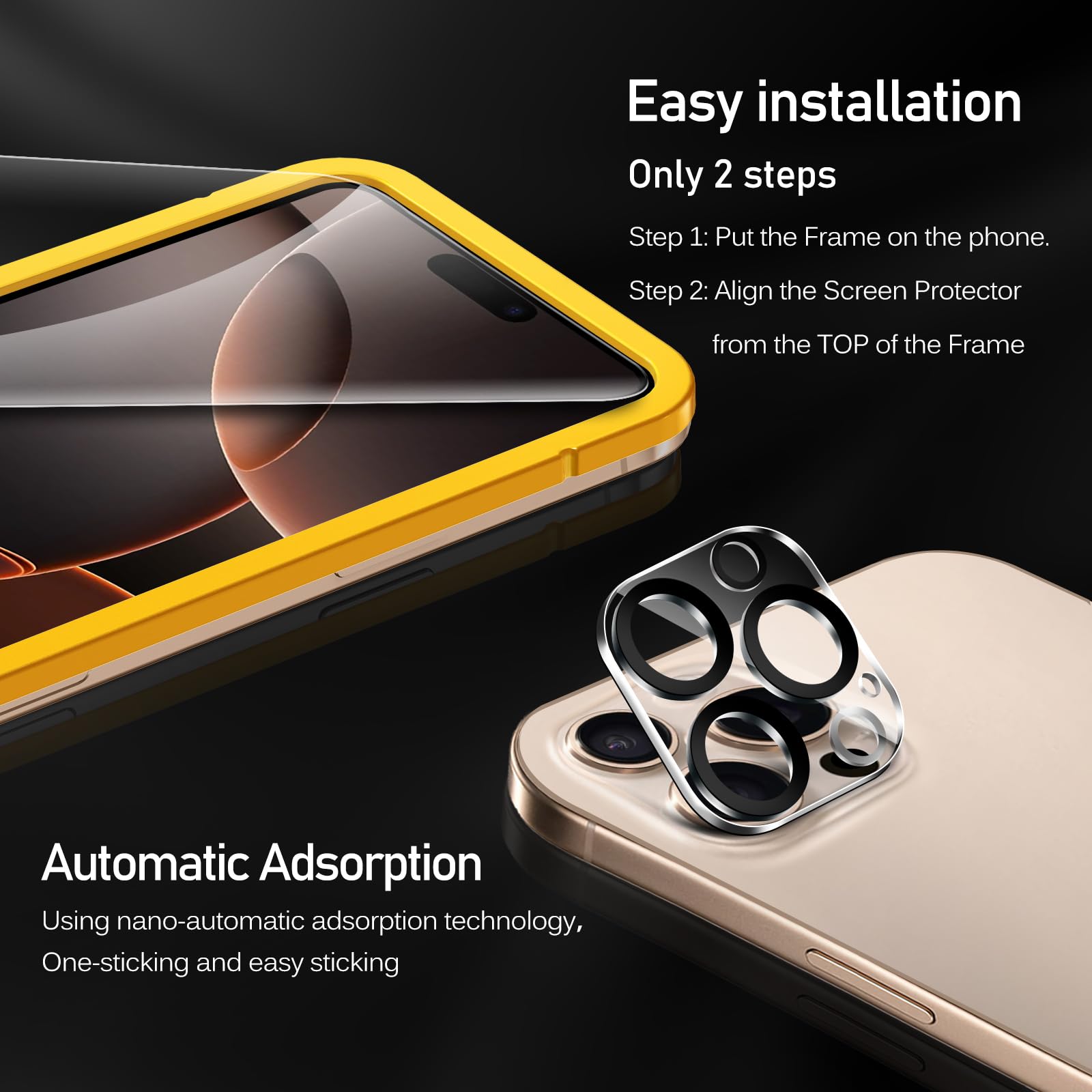 Ivoler 3+3 Pack Tempered Glass For Iphone 16 Pro Max 6.9'' Screen Protector [3 Pack] With [3 Pack] Camera Lens Protector With [A