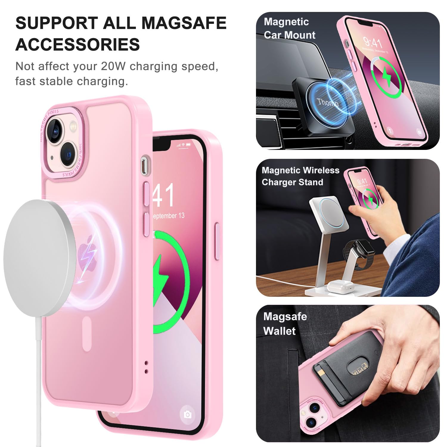 Thomo Strong Magnetic For Iphone 13 Case & Iphone 14 Case [Compatible With Magsafe] Translucent Matte Slim Shockproof Women Men