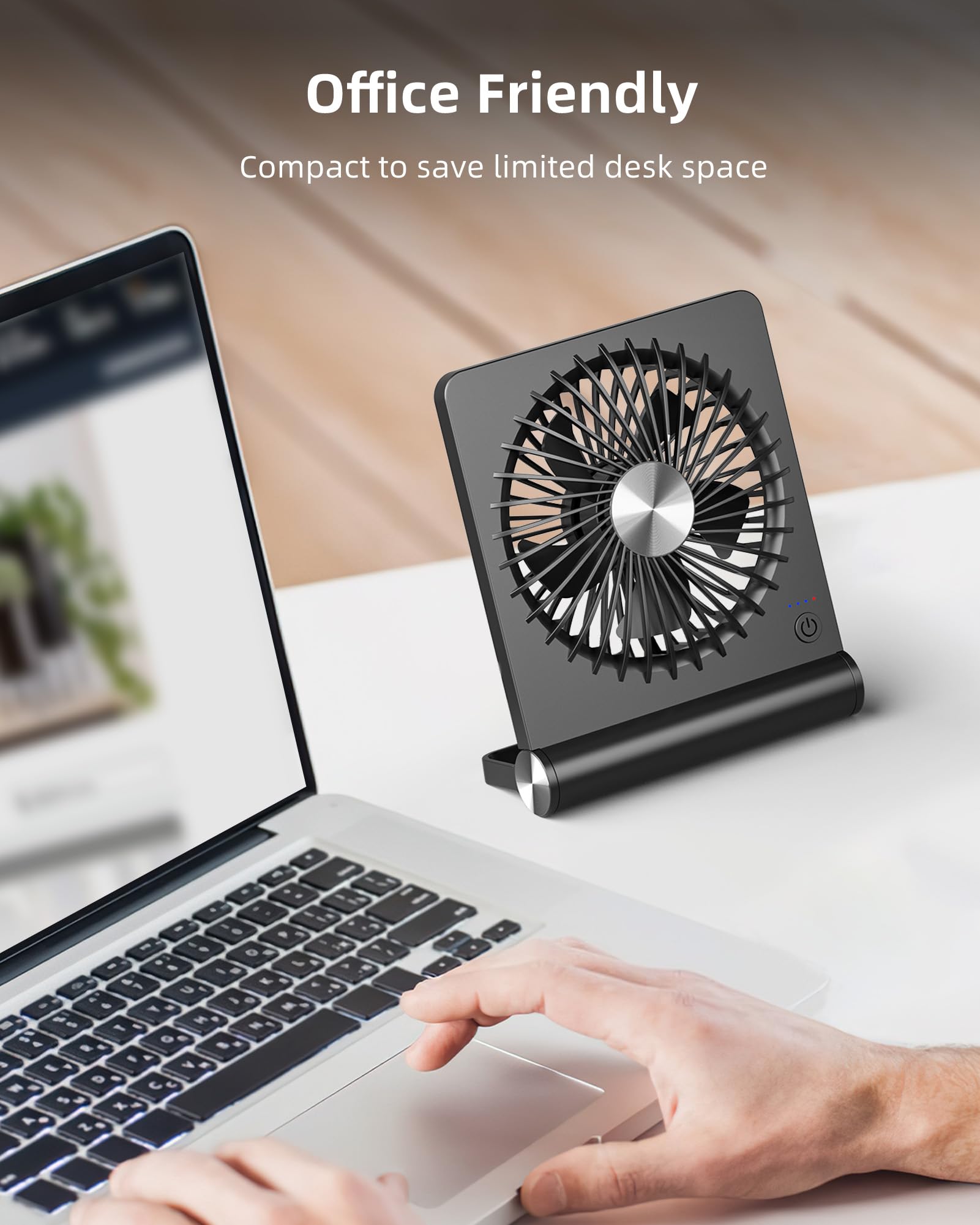 Koonie Portable Desk Fan, 3.5 20Hrs Battery Operated Small Usb Fan With Ultra Quiet 220 Tilt Folding, Rechargeable Personal Fan