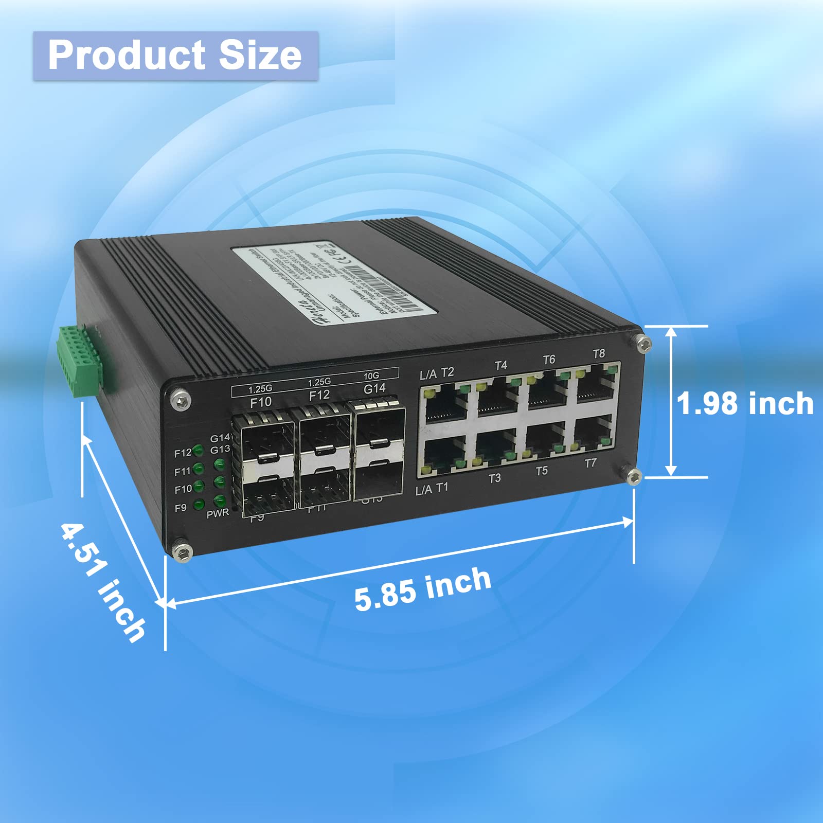Hereta Hardened Industrial Gigabit Fiber Optical Ethernet Switch 8 Ports 10/100/1000T Auto Mdi/Mdix + 4 Ports 1000Base X Sfp + 2