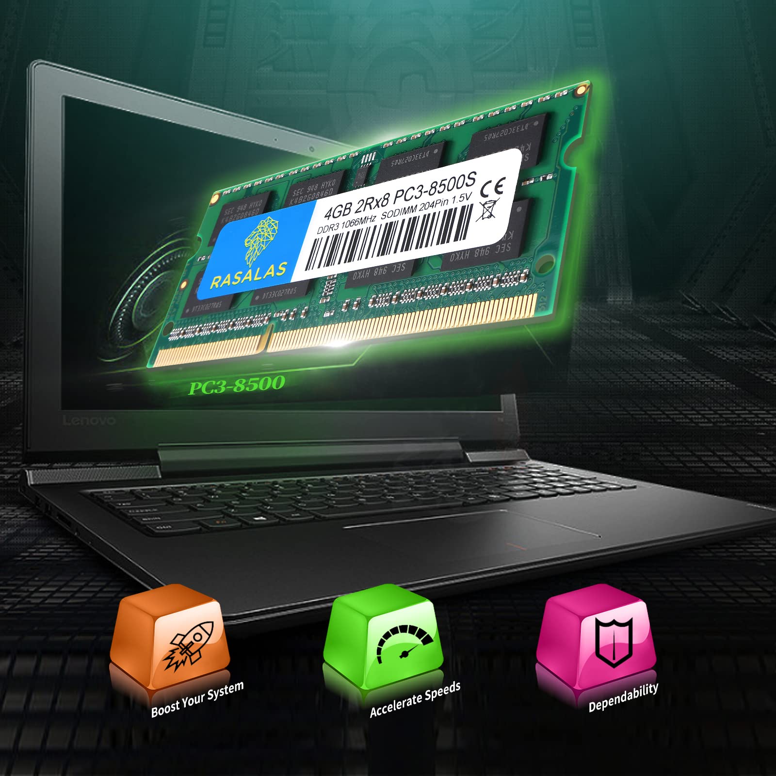 Rasalas 8Gb Kit (2 X 4Gb) Pc3 8500 Ddr3 1066 Mhz 1067 Mhz 8500S Sodimm Ram Laptop Memory Upgrade For Notebook 204Pin 1.5V Memory