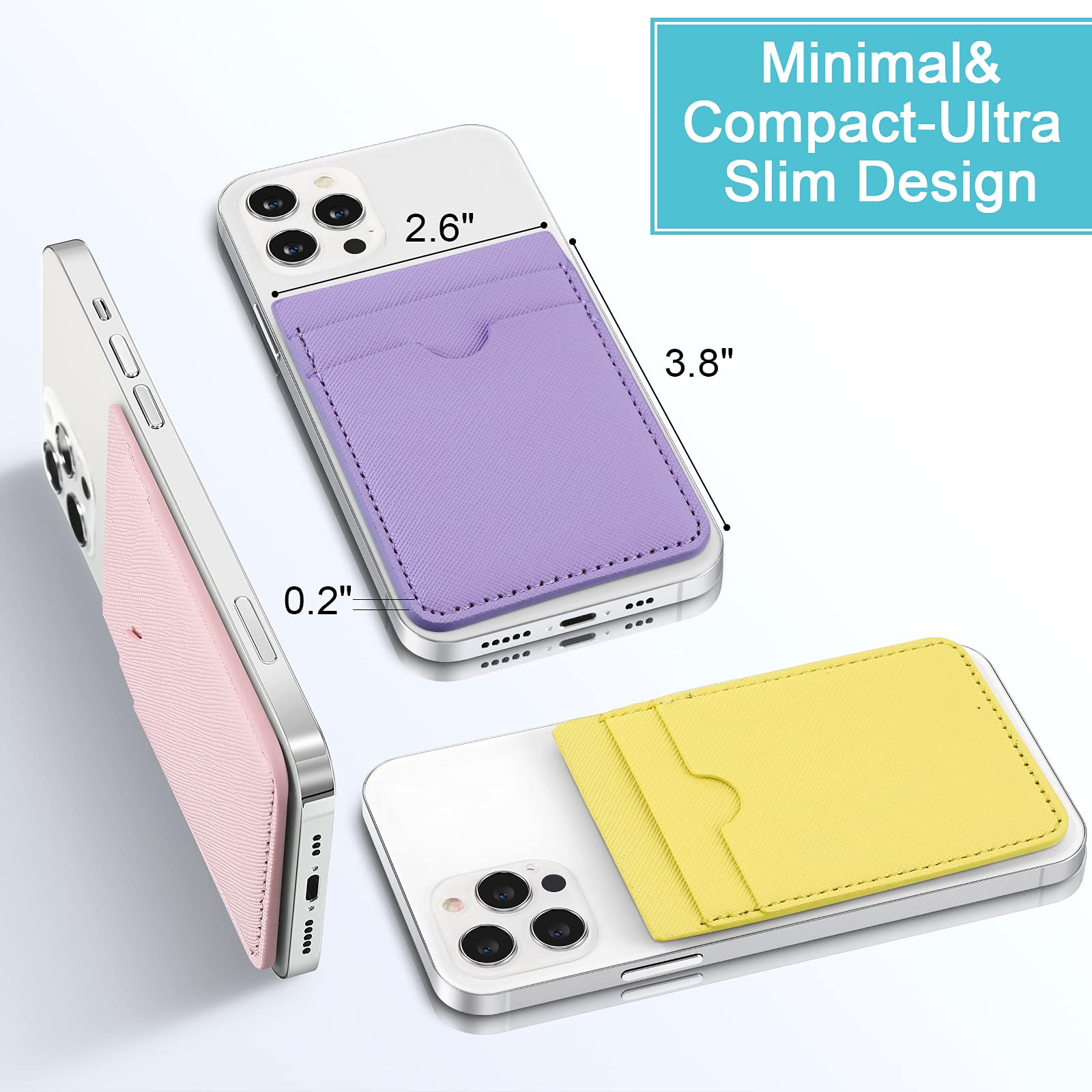 Weewooday 6 Piece Pu Leather Phone Card Pocket Holder, Id Credit Card Wallet Case, Compatible With Most Smartphones (Elegant Col