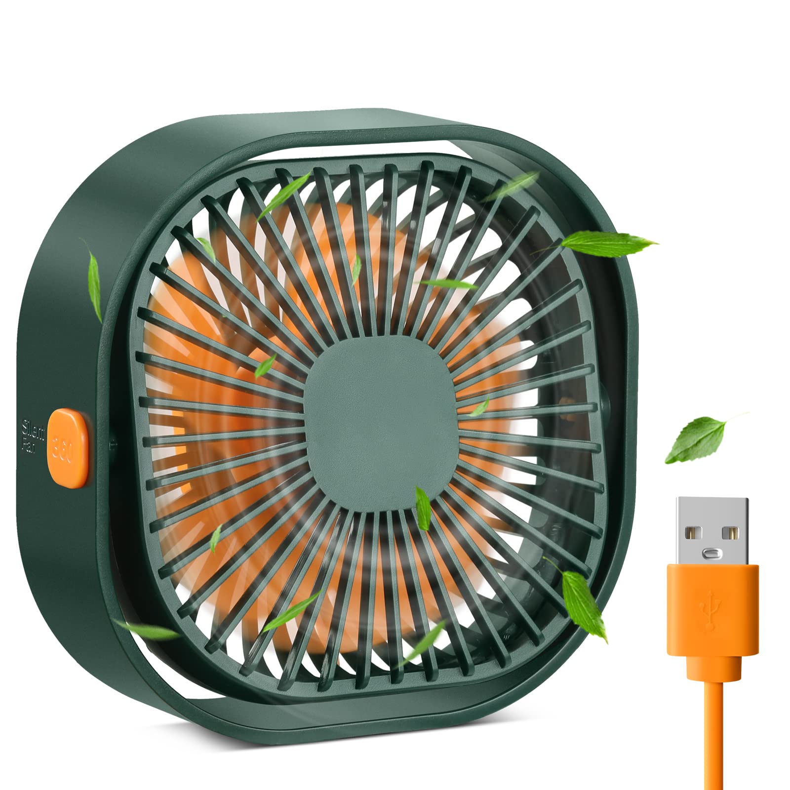Rjvw Small Usb Desk Fan,3 Speeds Portable Table Fan, 4 Inch Personal Mini Fan,Small Cooling Fan By Usb Plug In, 360Rotatable Des